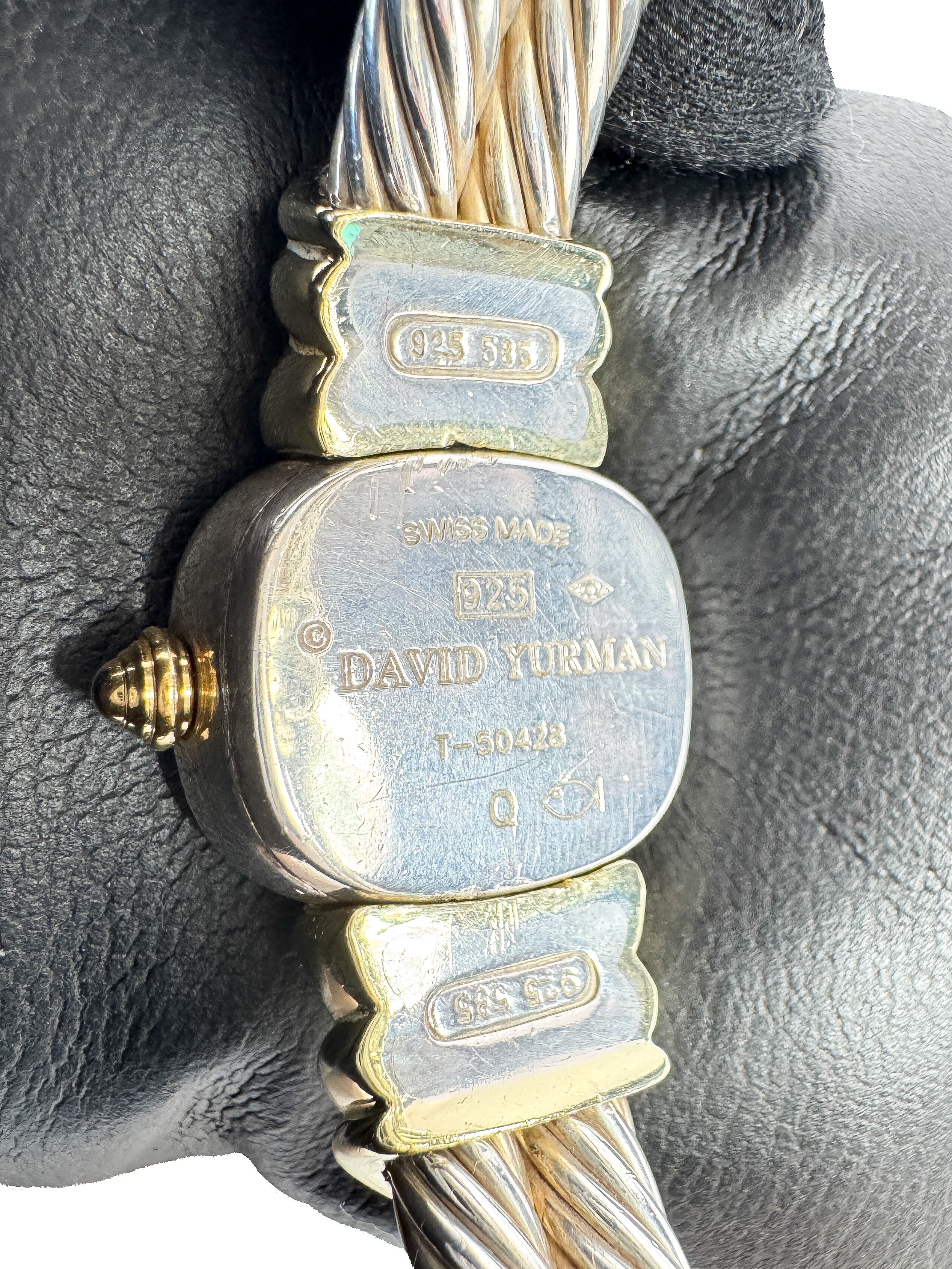 David Yurman sterling silver, 18k gold double cable watch