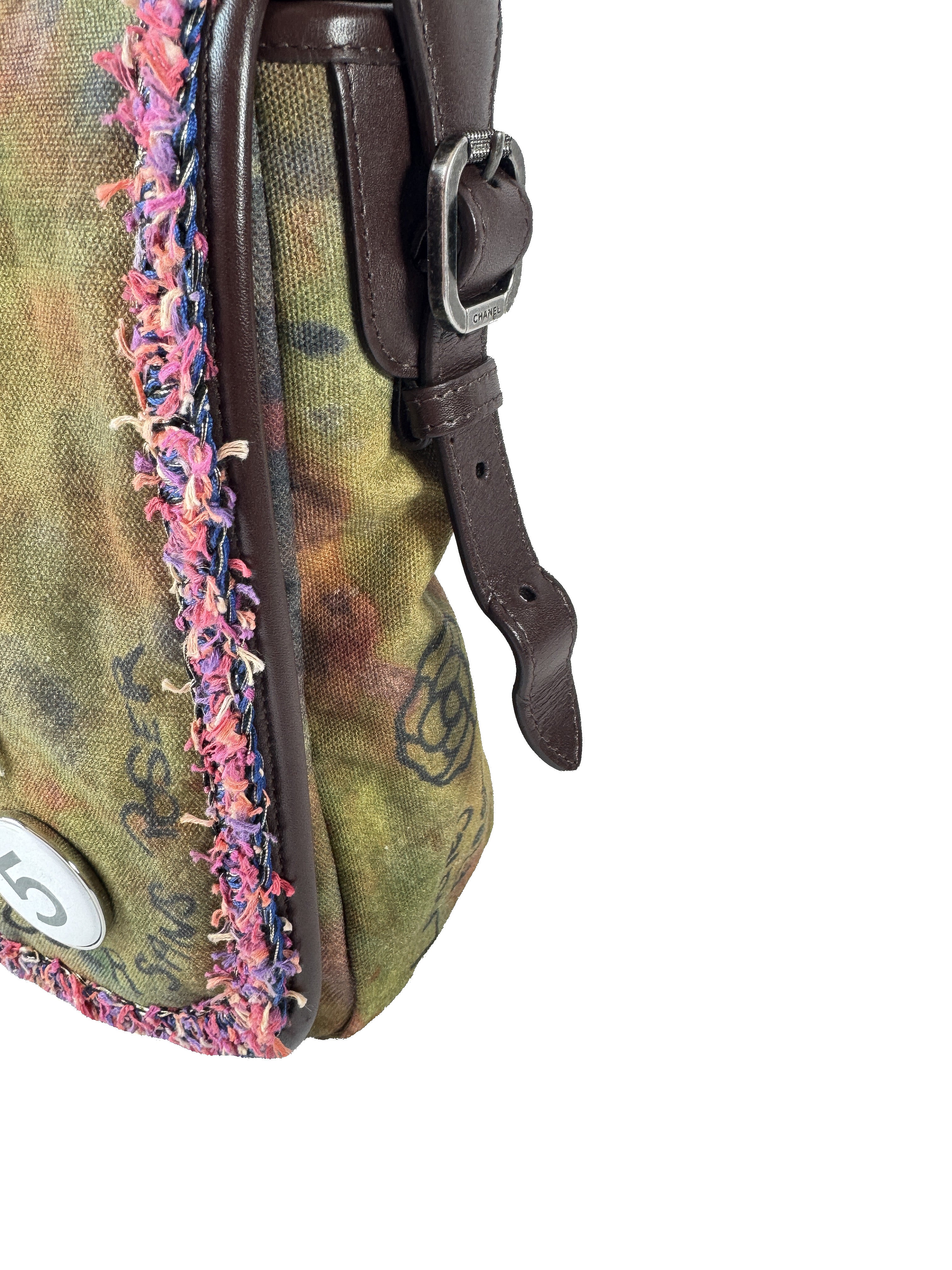 Chanel Washed Toile Graffiti On The Pavements Messenger Khaki Multicolor