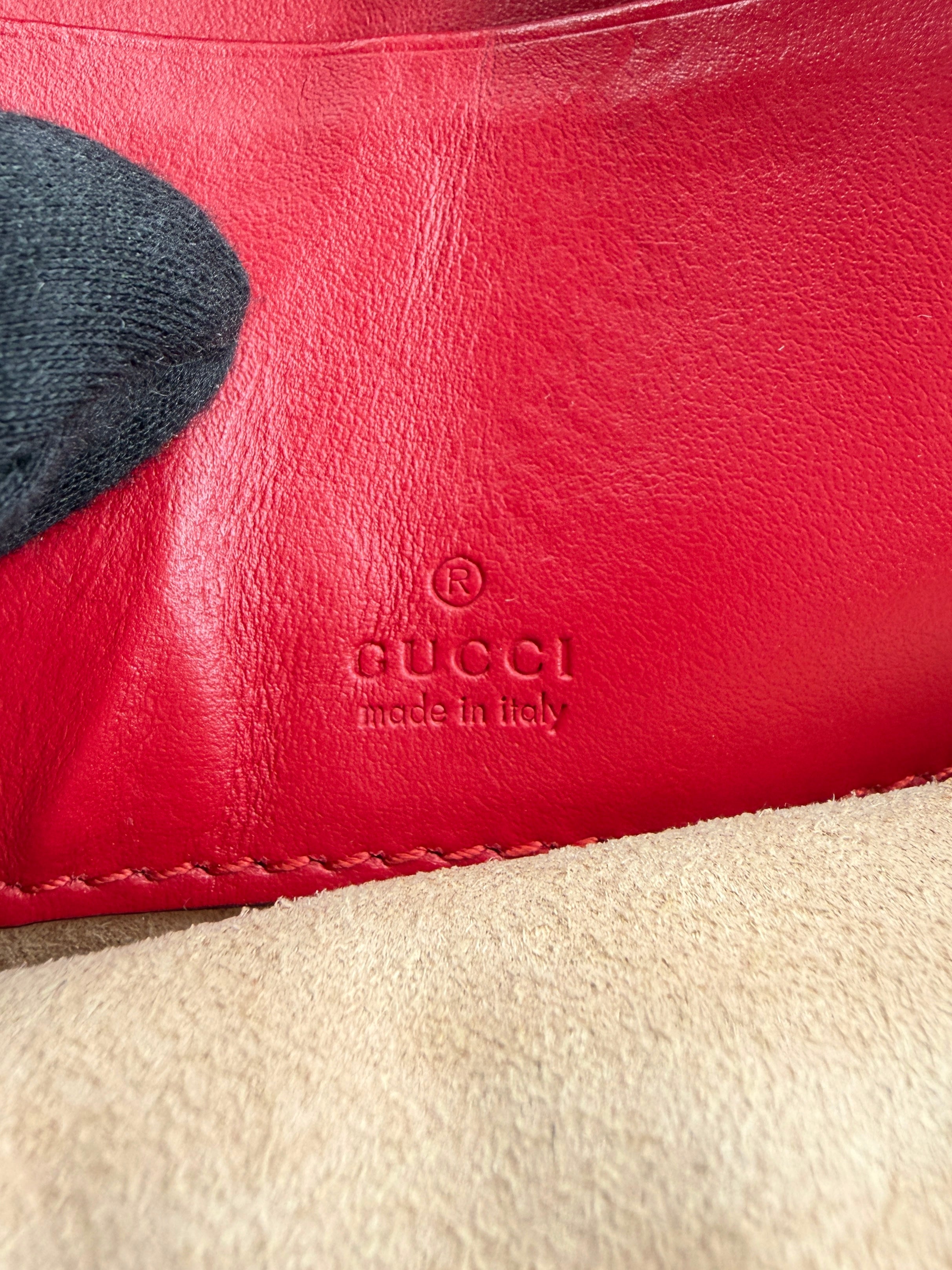 Gucci red Marmont GG wristlet 575164-584046