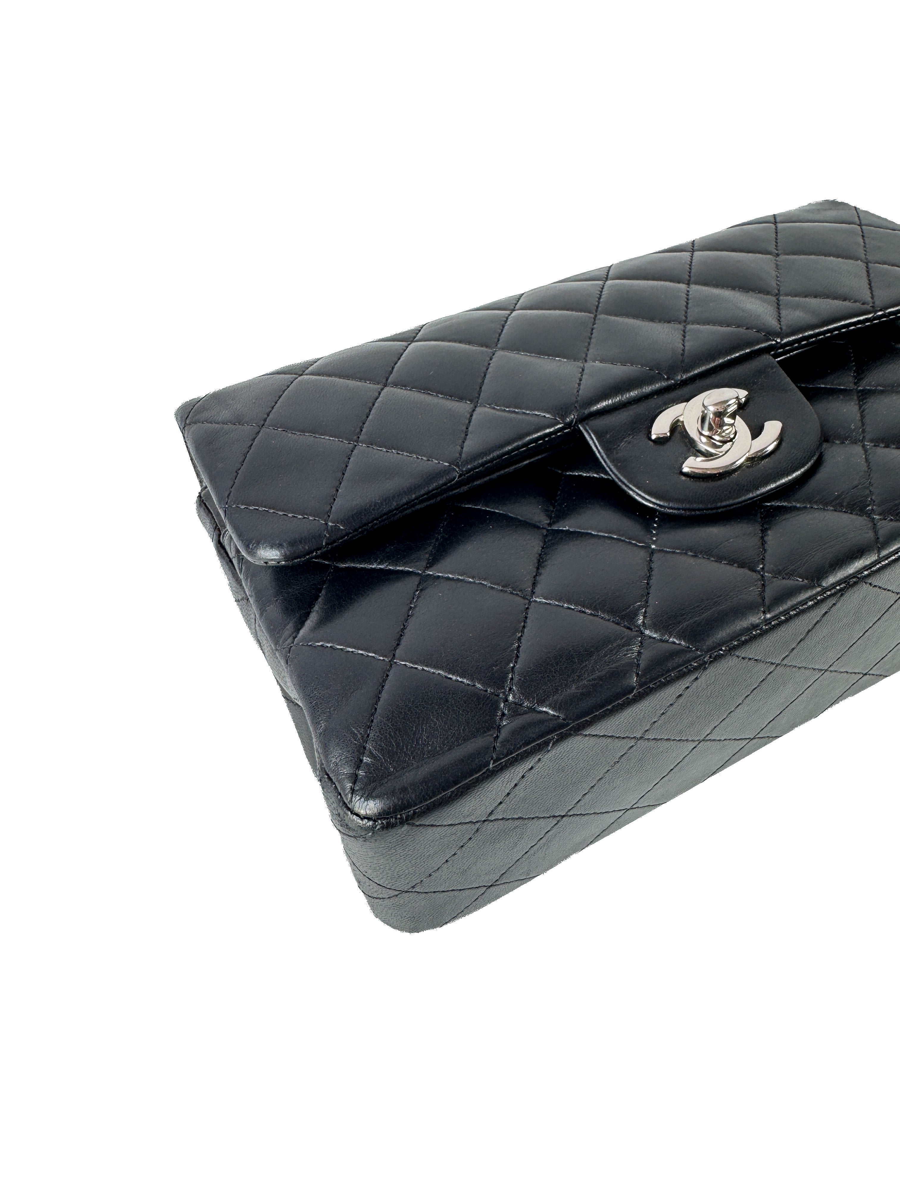 Chanel black classic small lambskin double flap 16299499