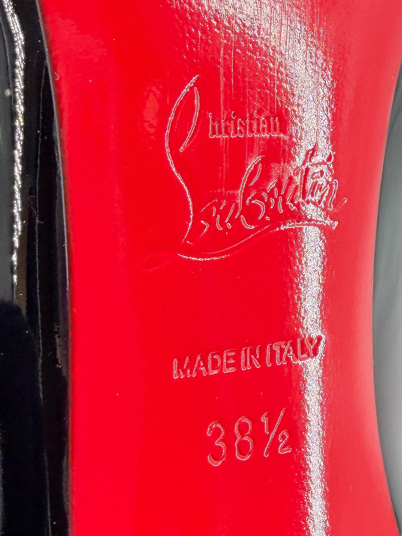 Christian Louboutin black patent leather So Kate 120 pumps size 38.5 BOX