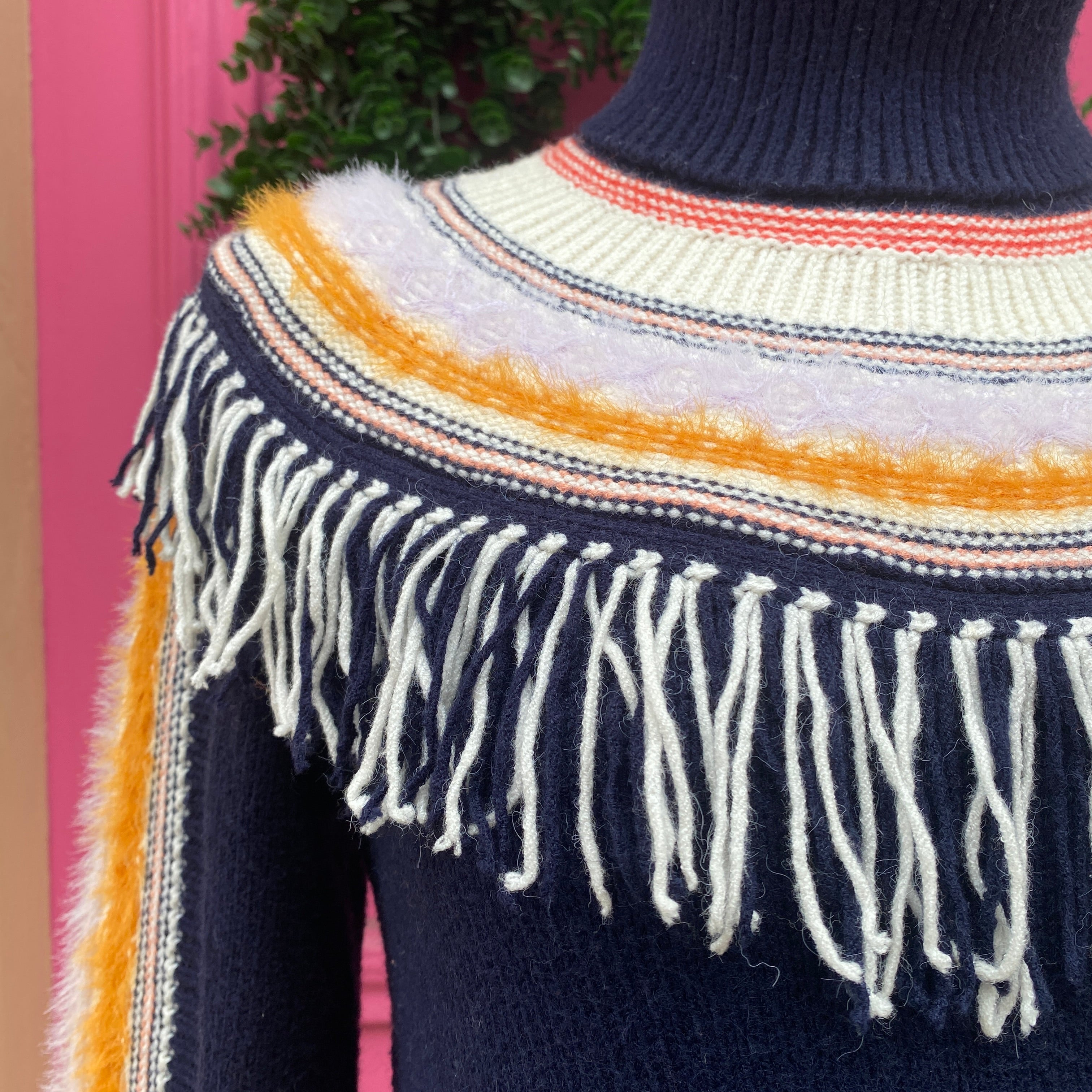 Anthropologie navy multicolor sweater size S