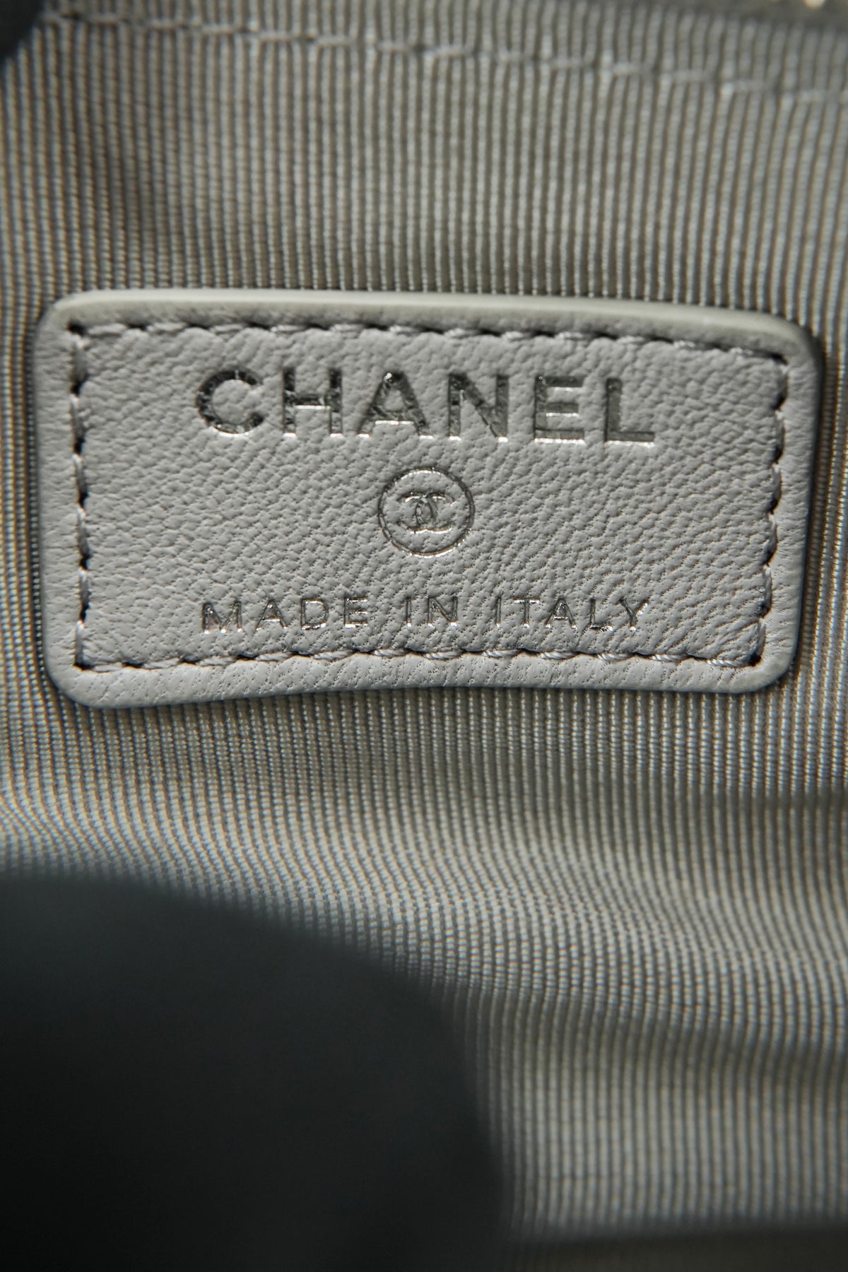 Chanel light gray quilted small cosmetic pouch NEW 29139369