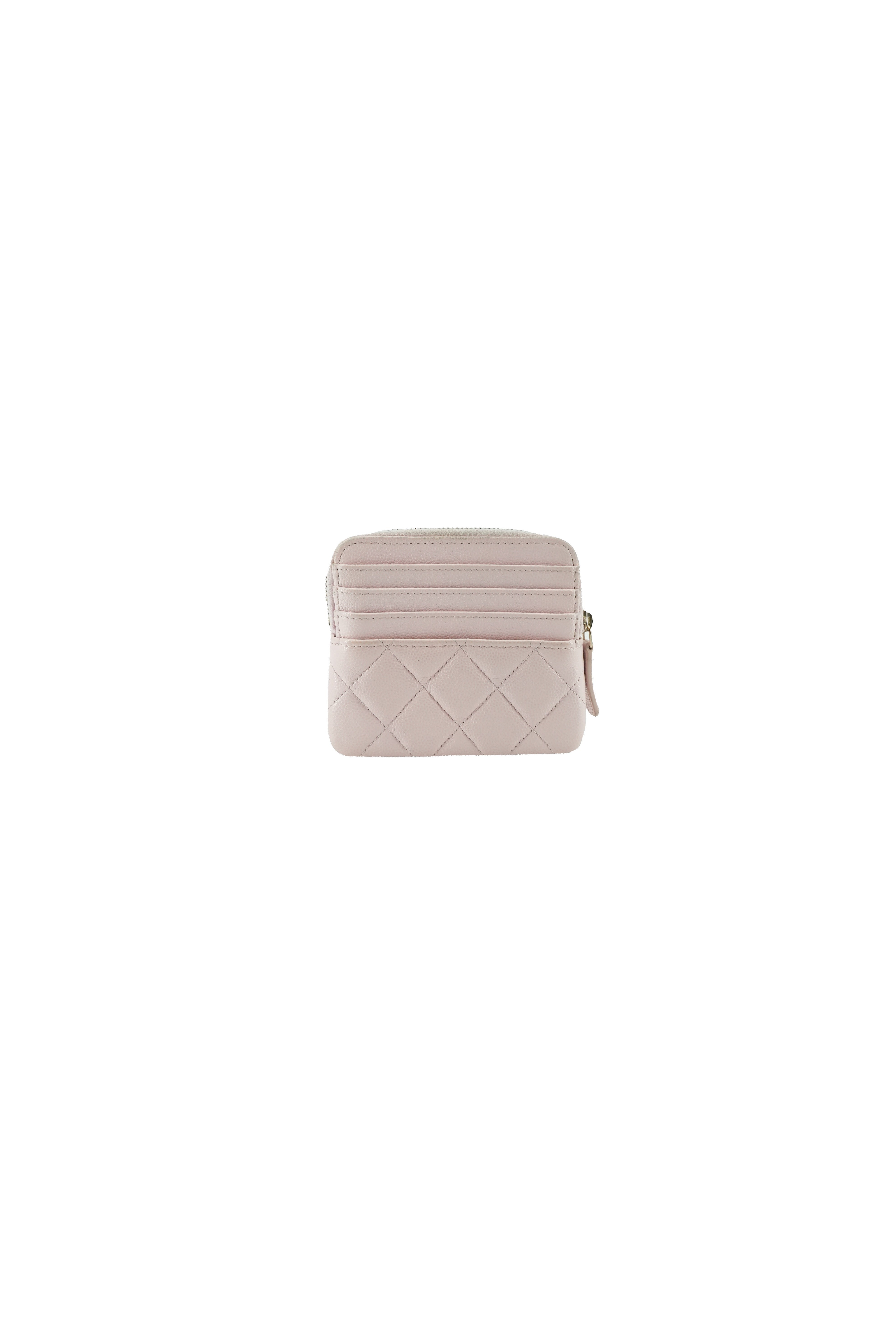 Chanel light pink quilted square zip around wallet 32075634