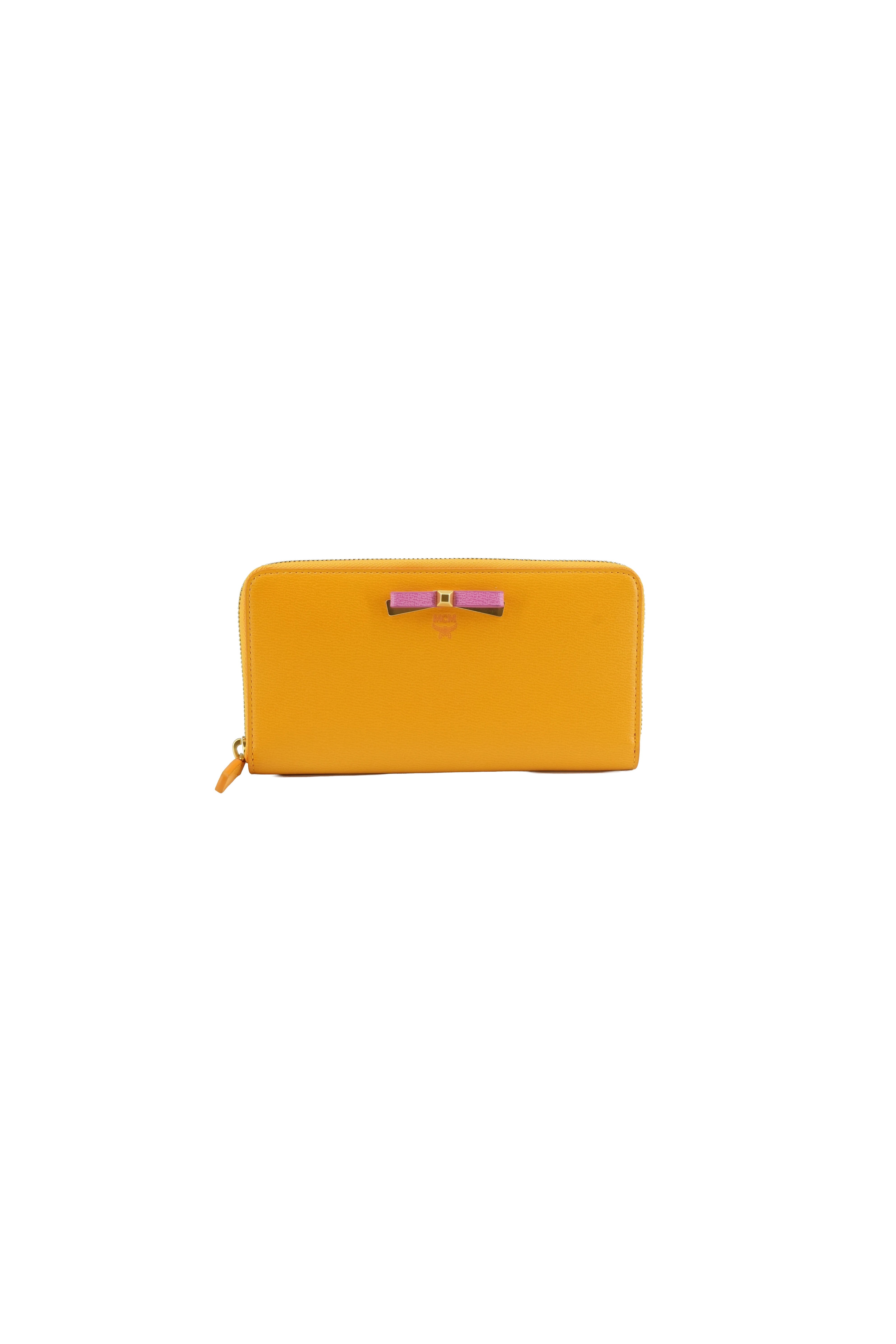 MCM yellow Mina long wallet BOX