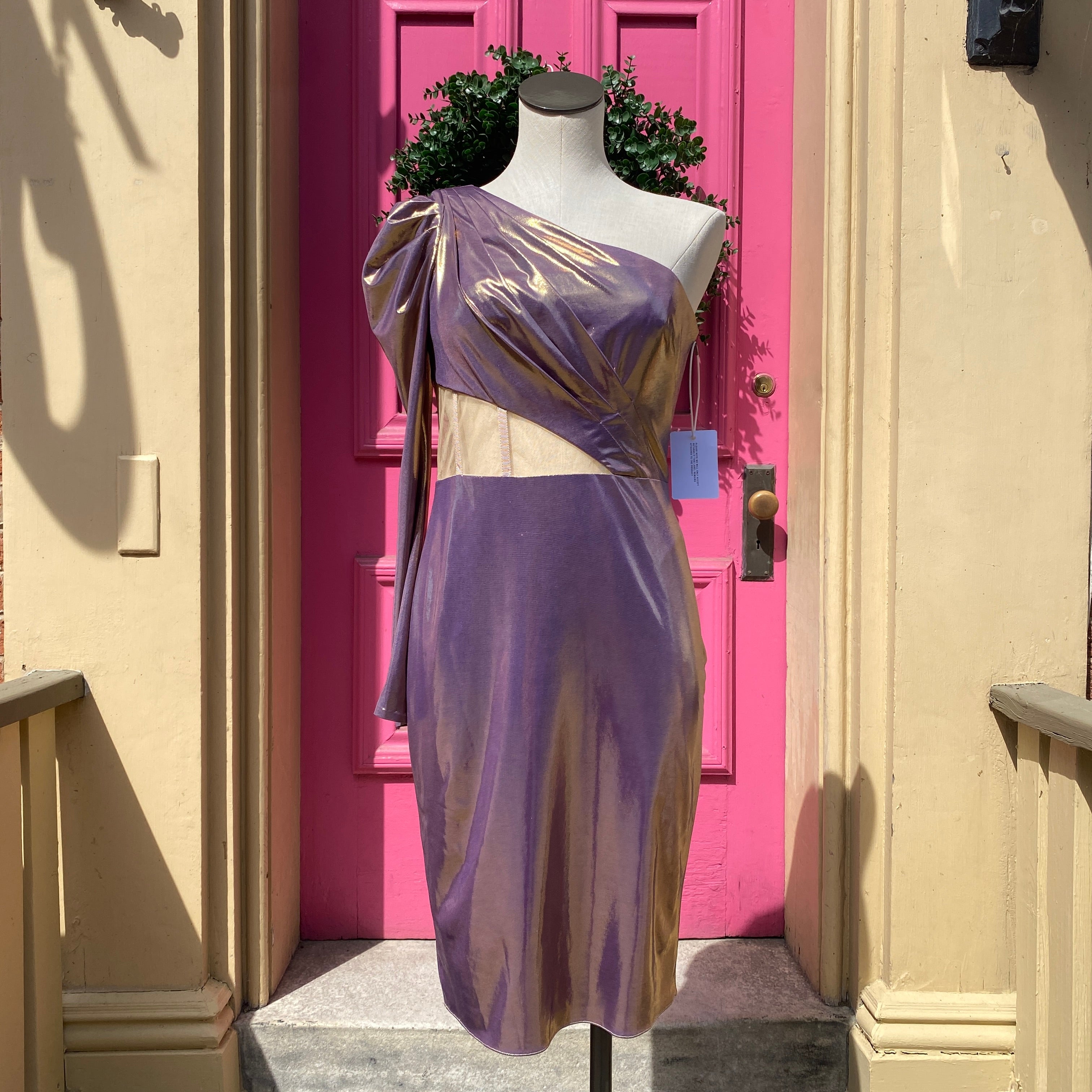 Marchesa Notte purple gold corset dress size 6 NWT retail $495