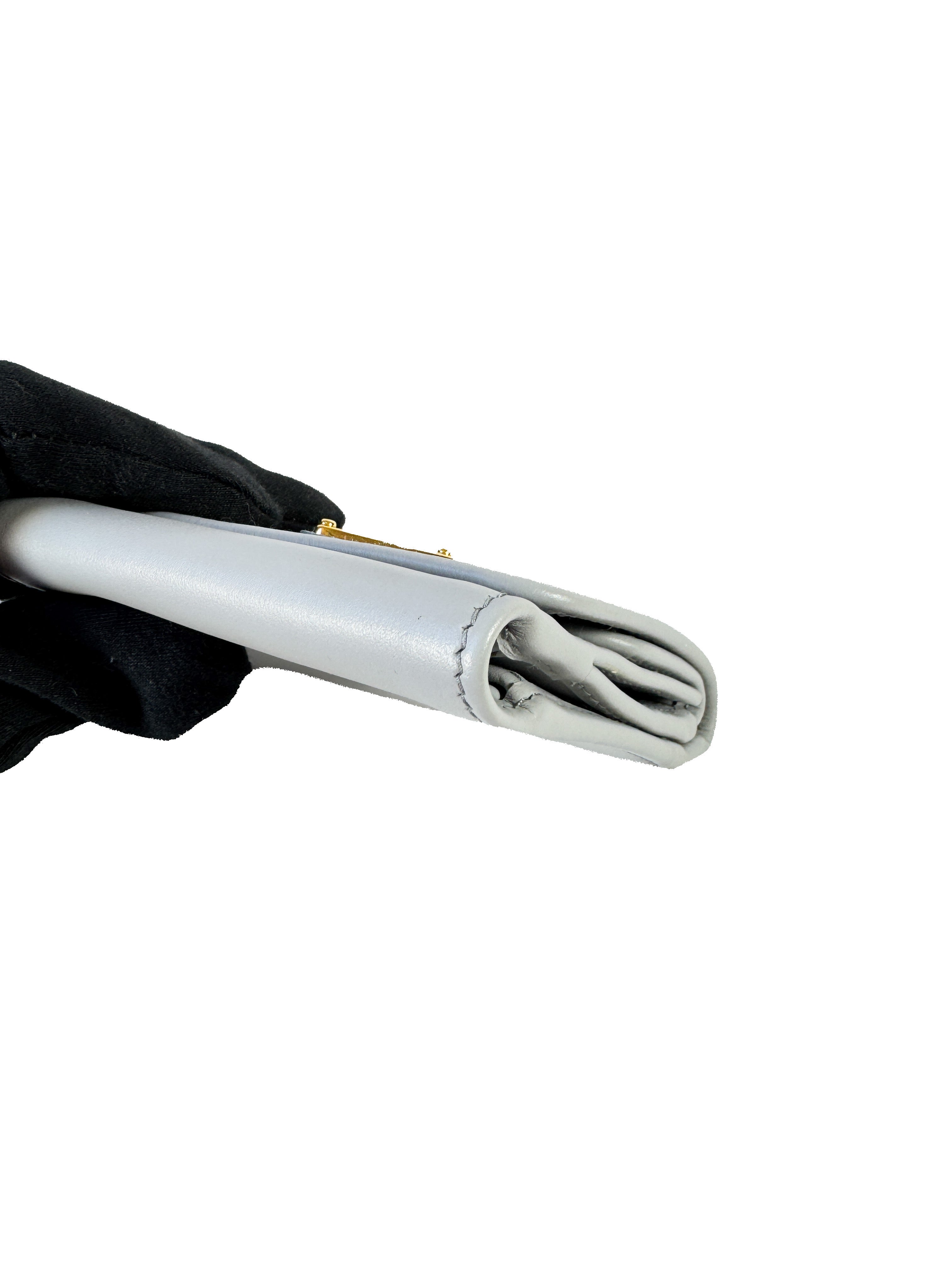 Prada blue/gray small leather tab wallet NEW