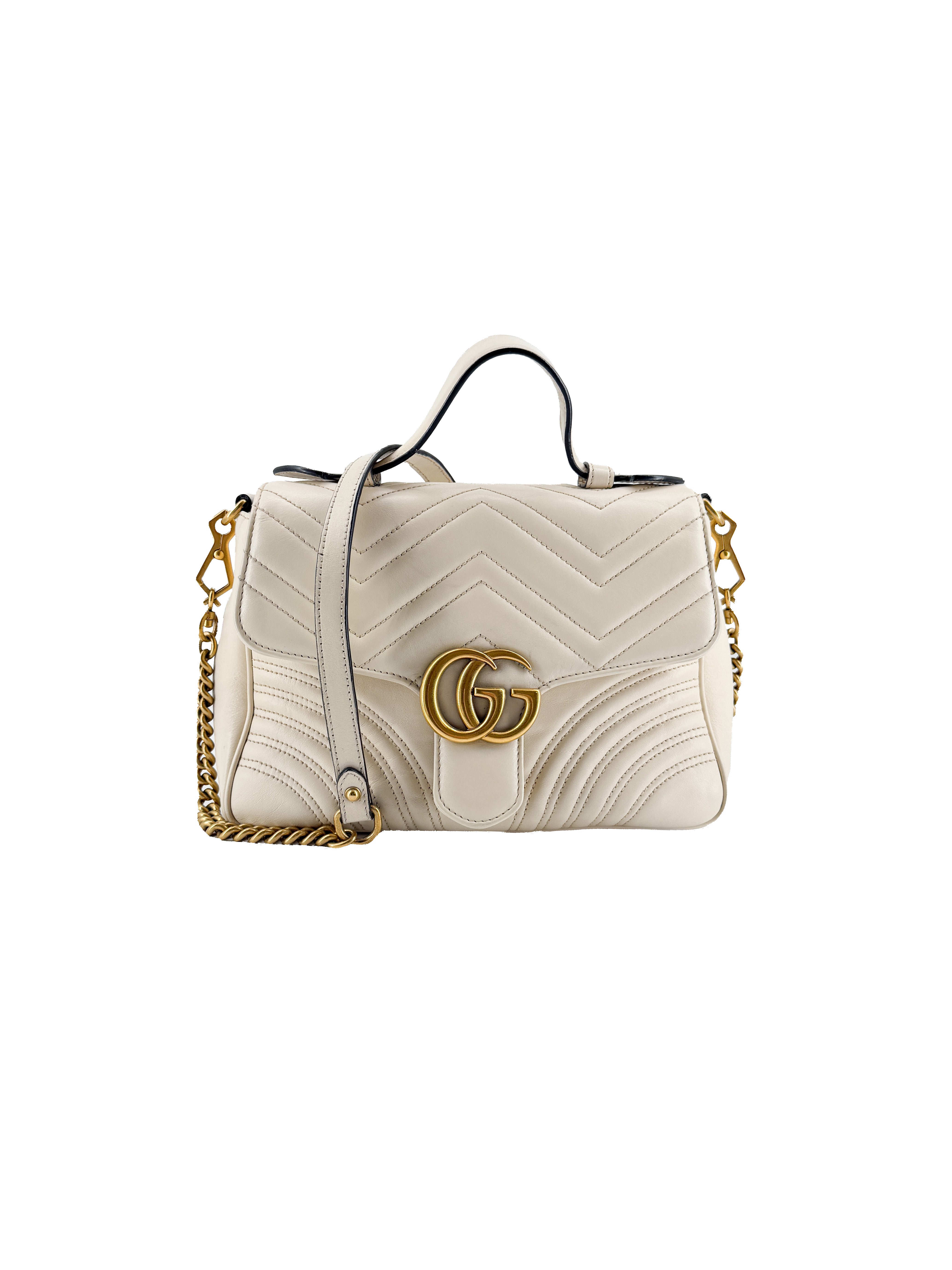 Gucci off white Marmont small top handle bag 498110-204991