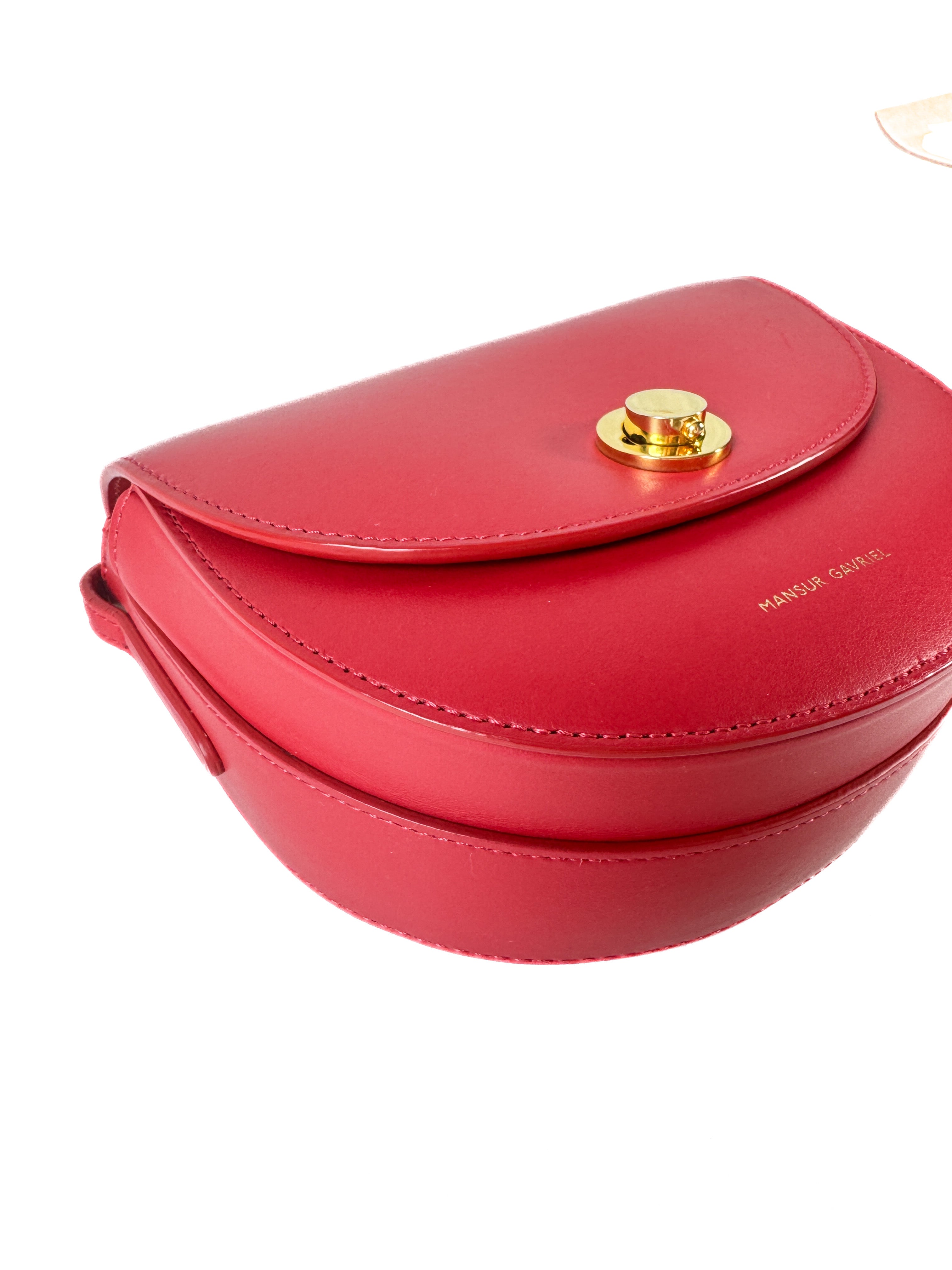 Mansur Gavriel red leather Mini Saddle crossbody