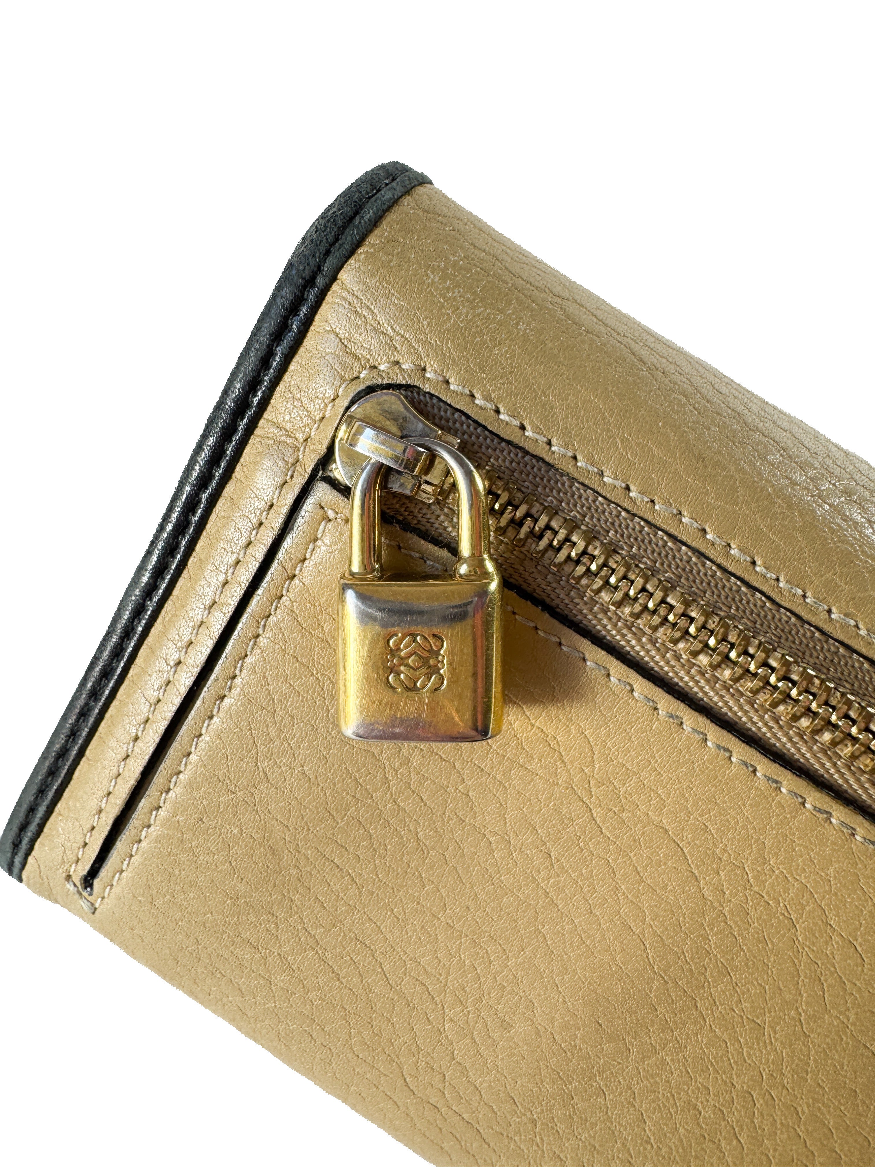 Loewe beige/black leather long wallet