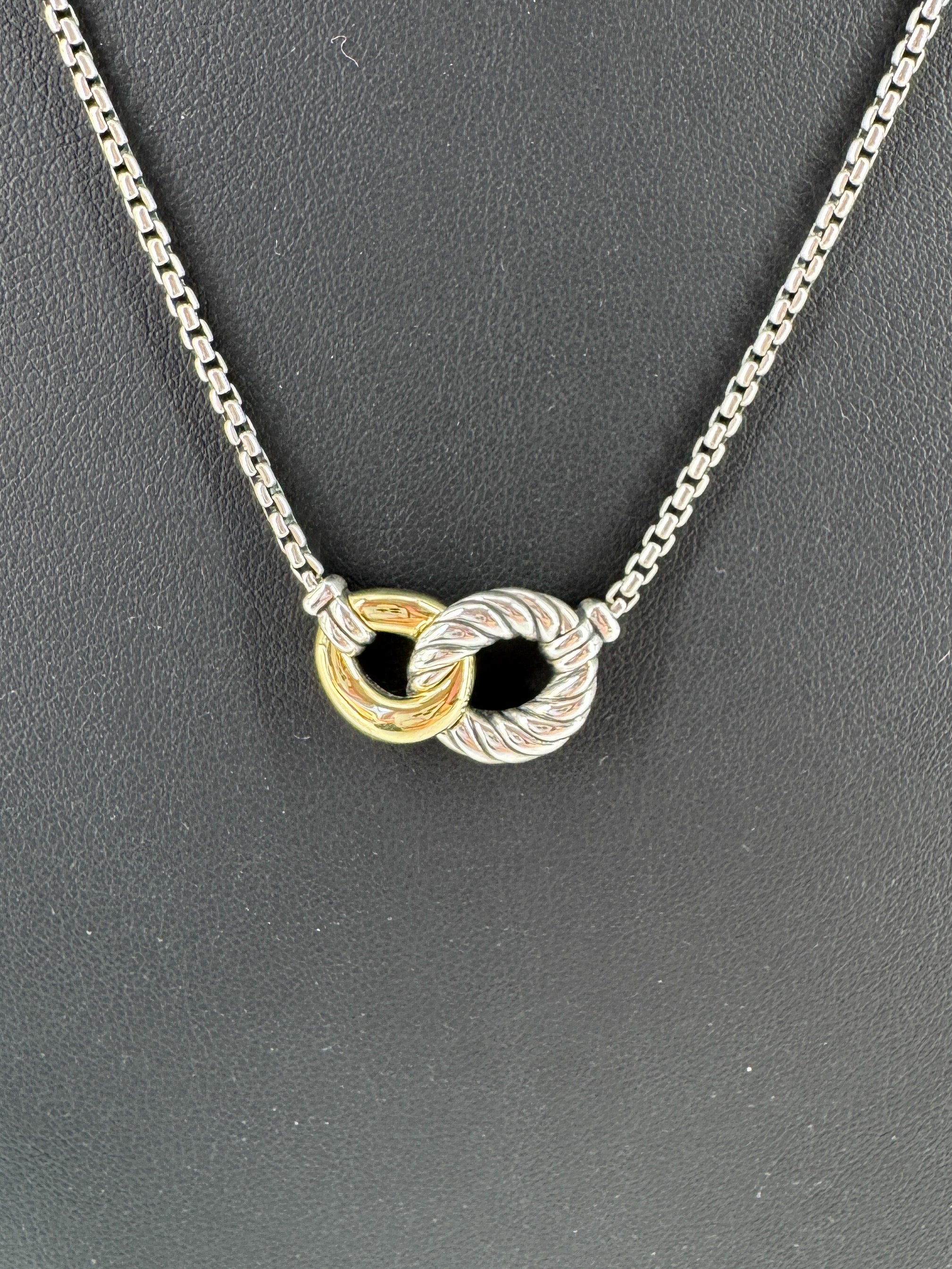 David Yurman sterling silver 18k gold Belmont double curb link necklace