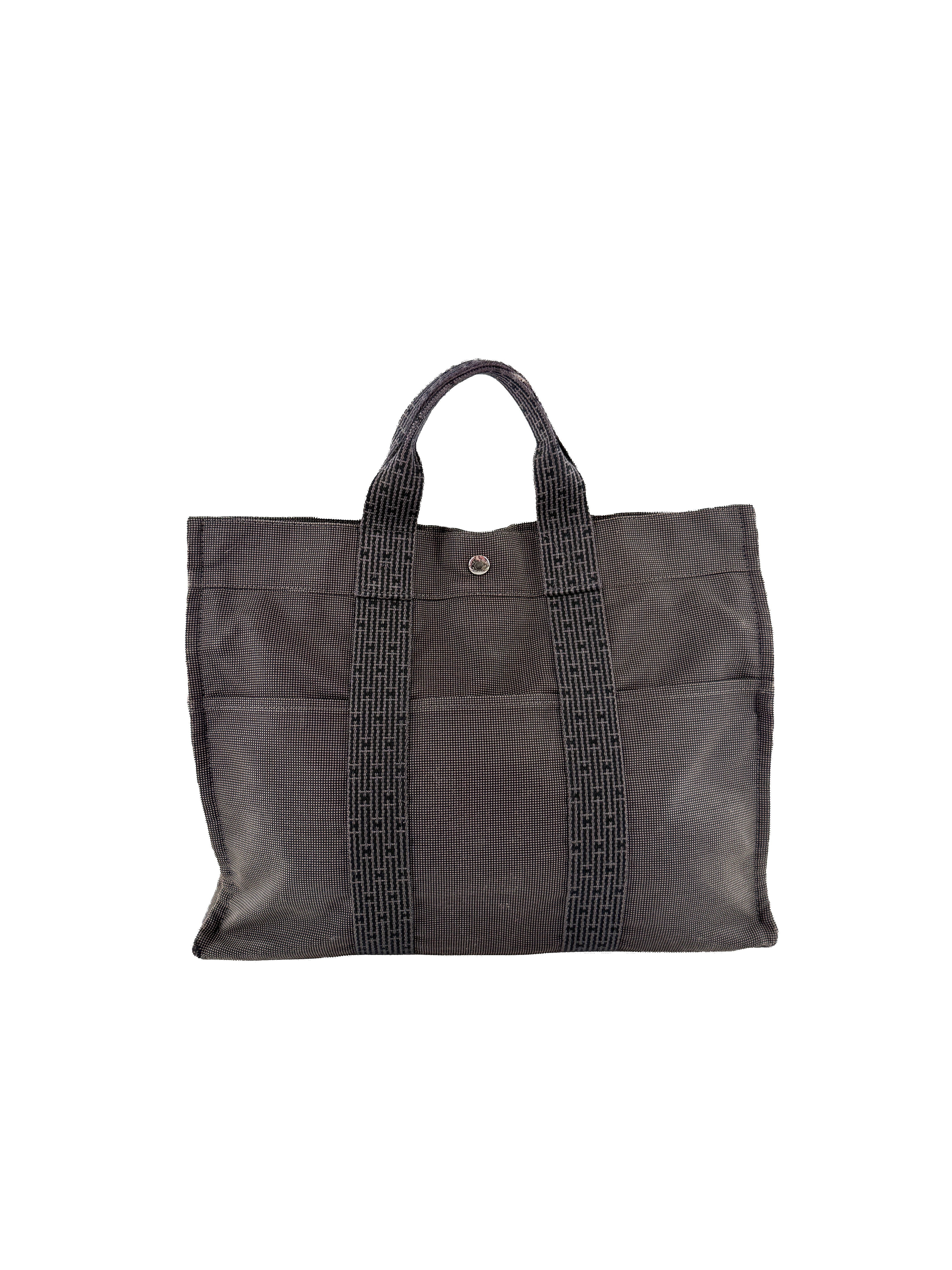 Hermès gray herline nylon tote MM