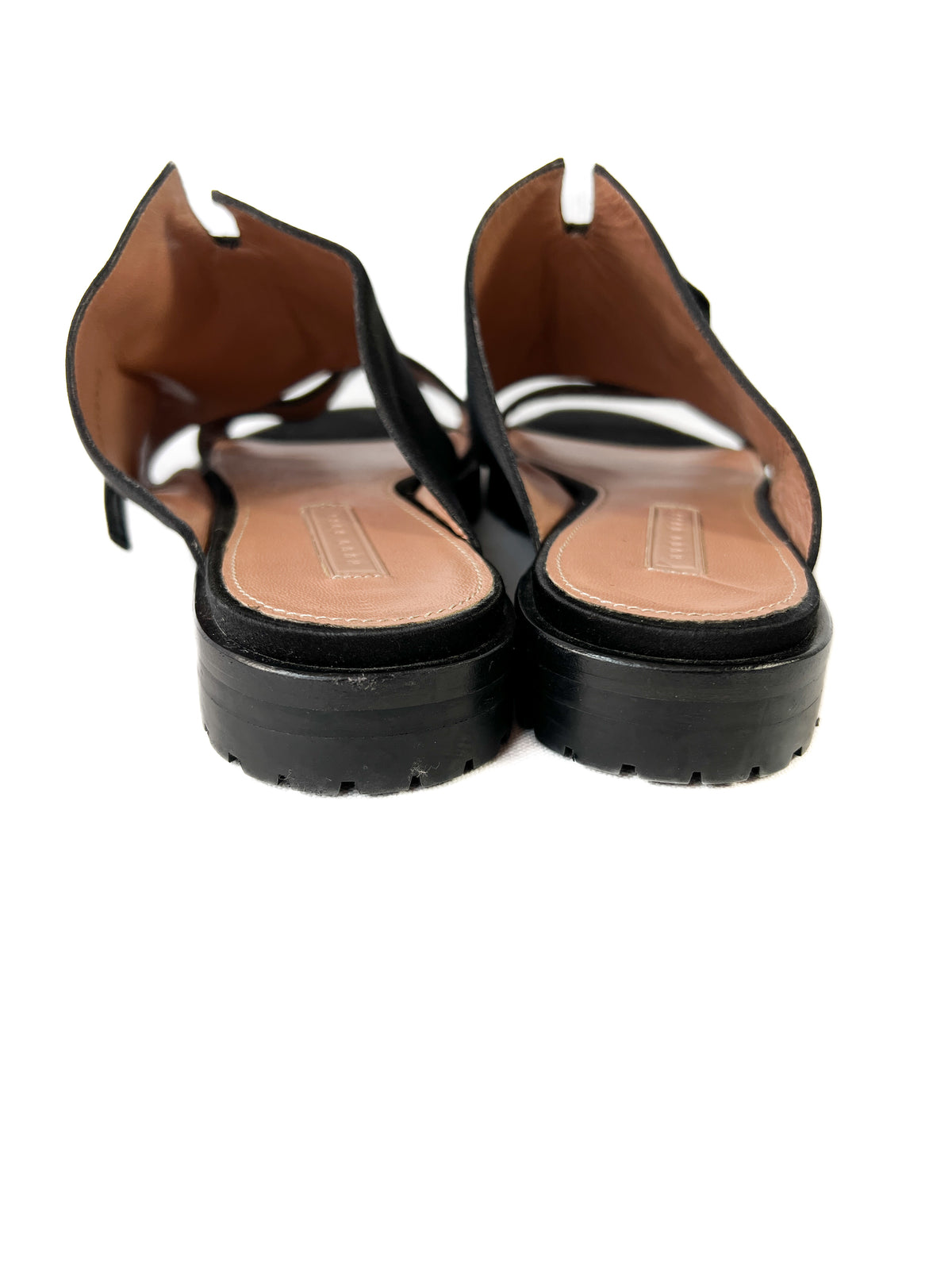 Hugo Boss black satin sandals size 38