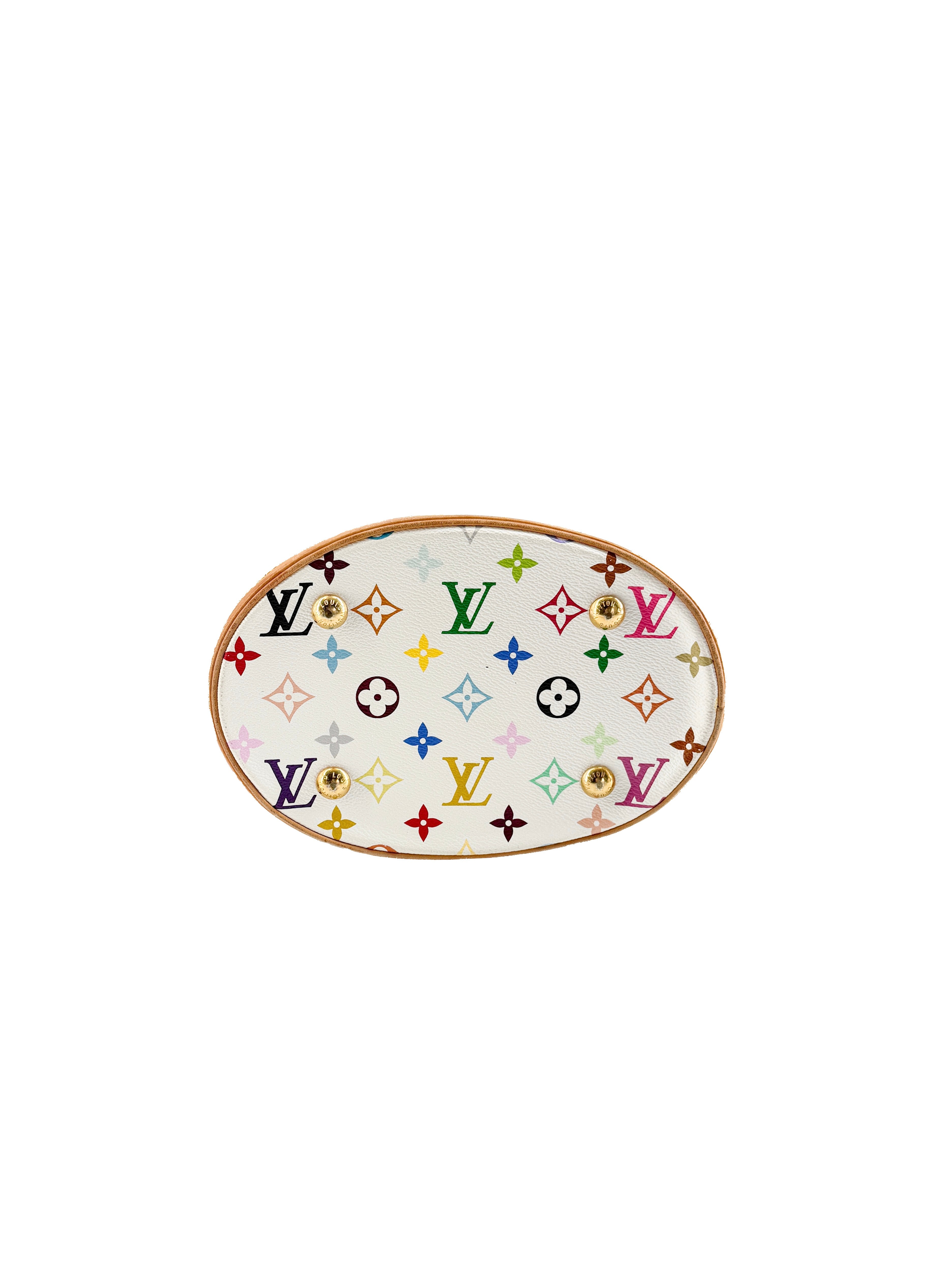 Louis Vuitton monogram multicolor fringe bucket white SR0056