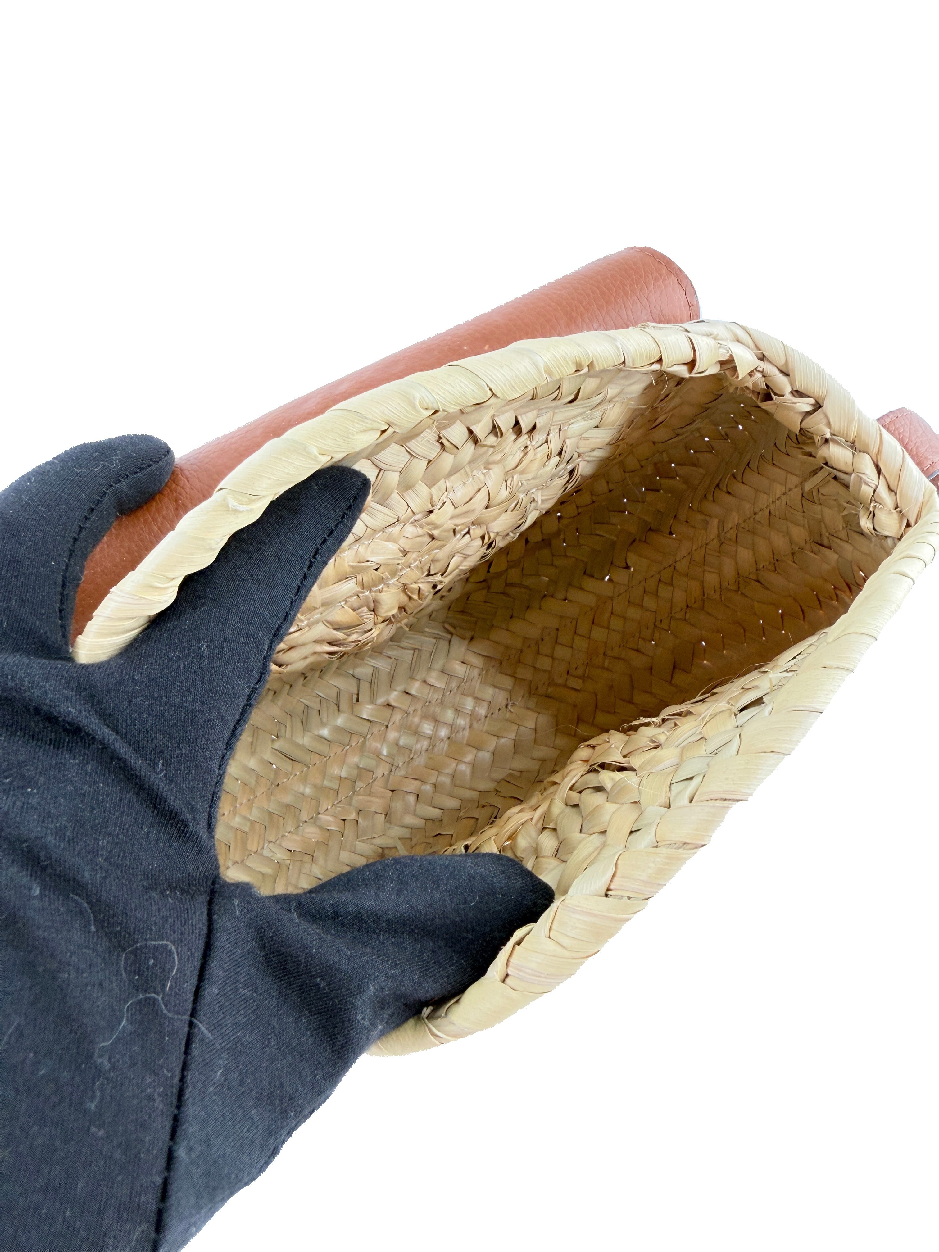 Chloé brown leather raffia Marcie crossbody 02-22-60-65