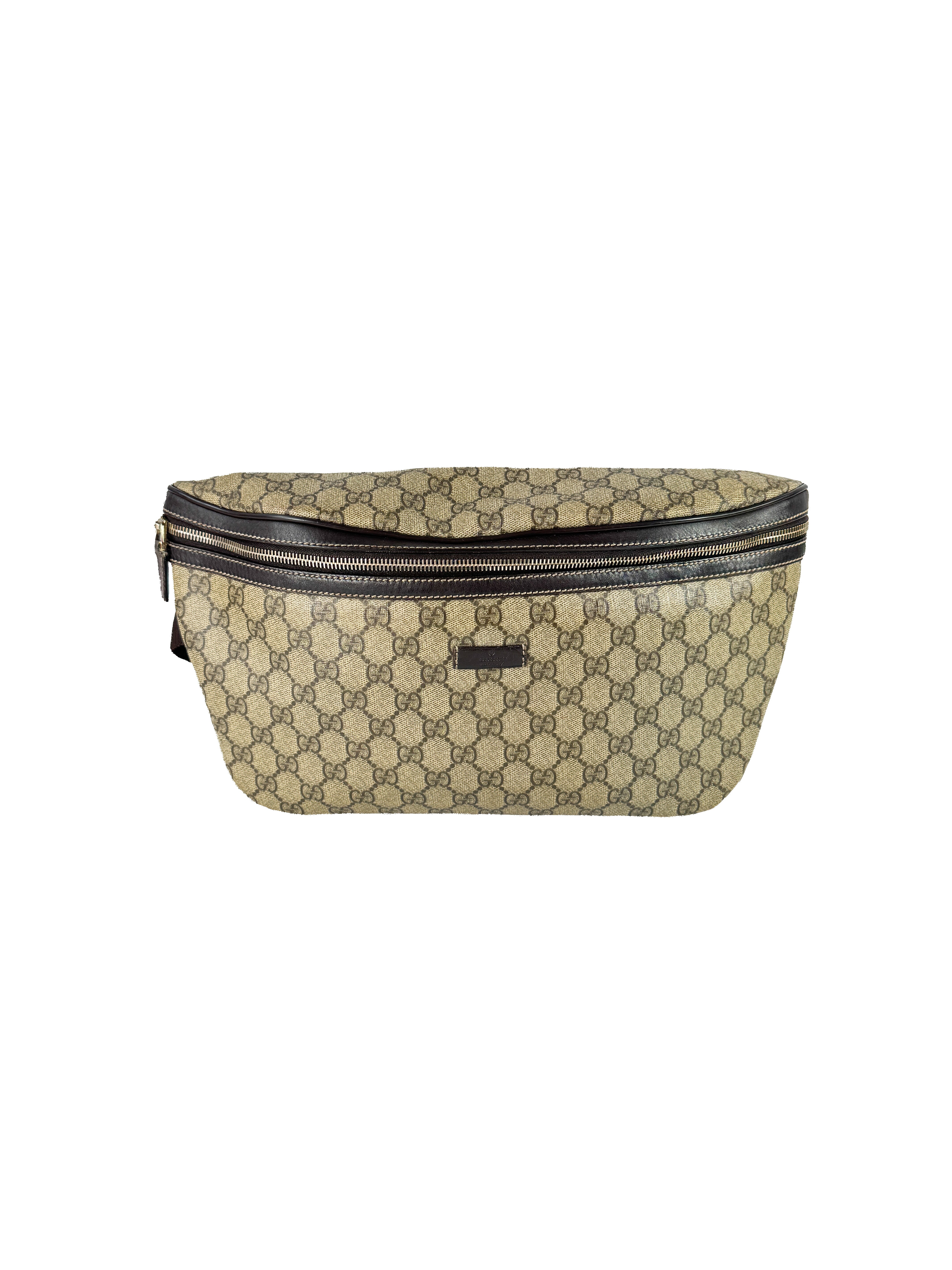 Gucci brown coated canvas GG belt bag 211110001998