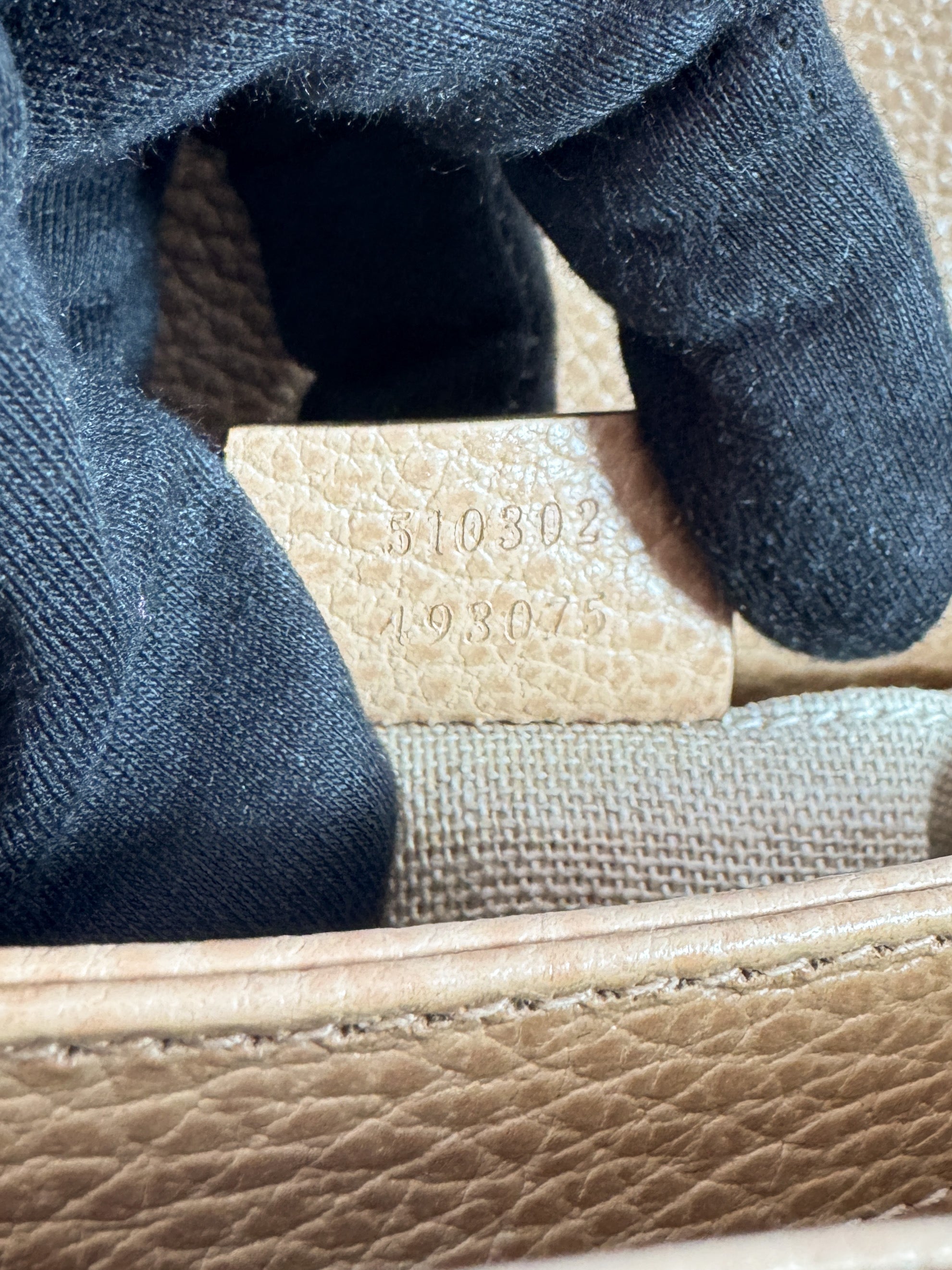 Gucci beige Dollar calfskin interlocking G top handle bag 193075