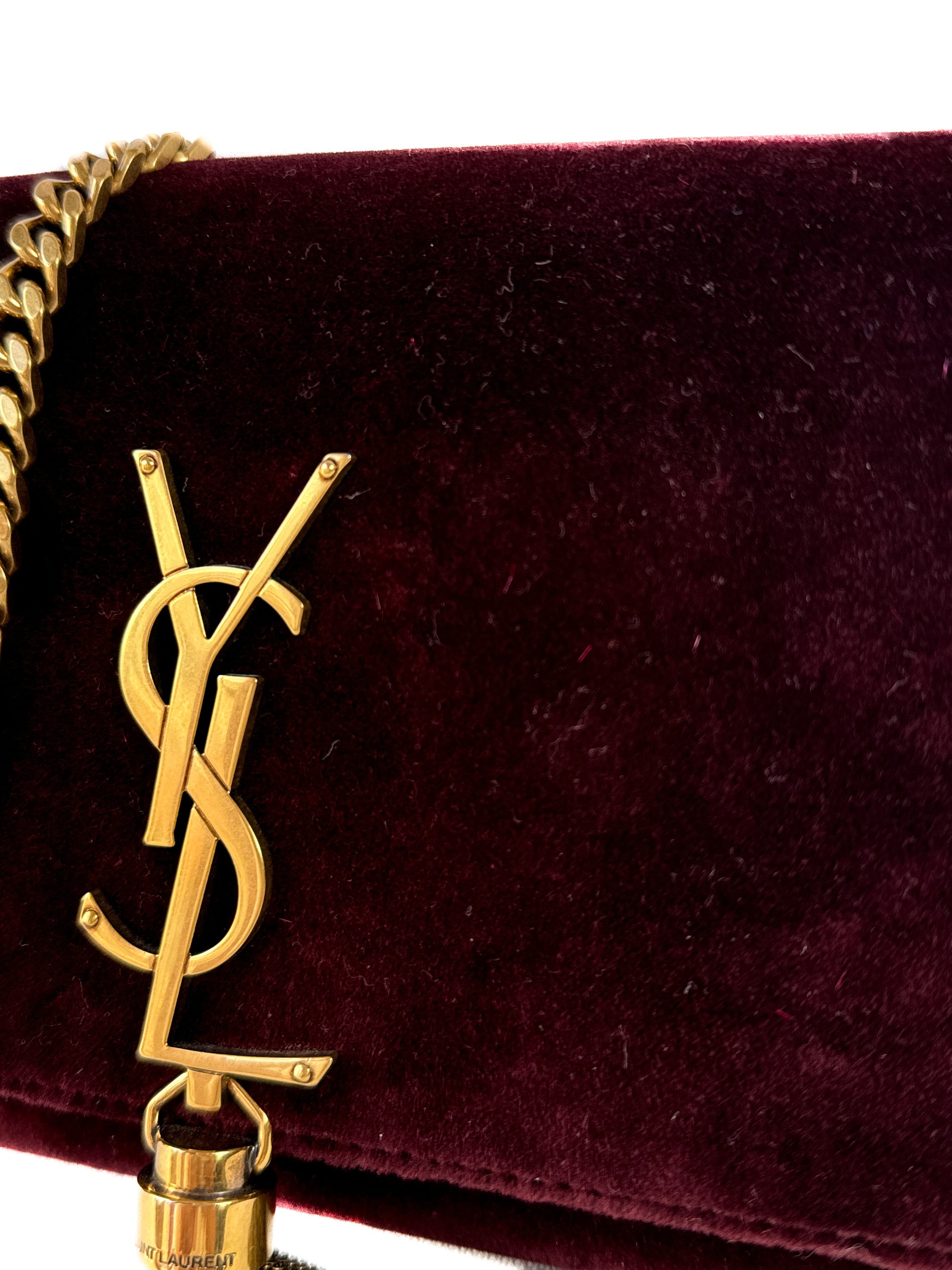 Saint Laurent burgundy velvet Kate bag (BOX) GLT4743661218