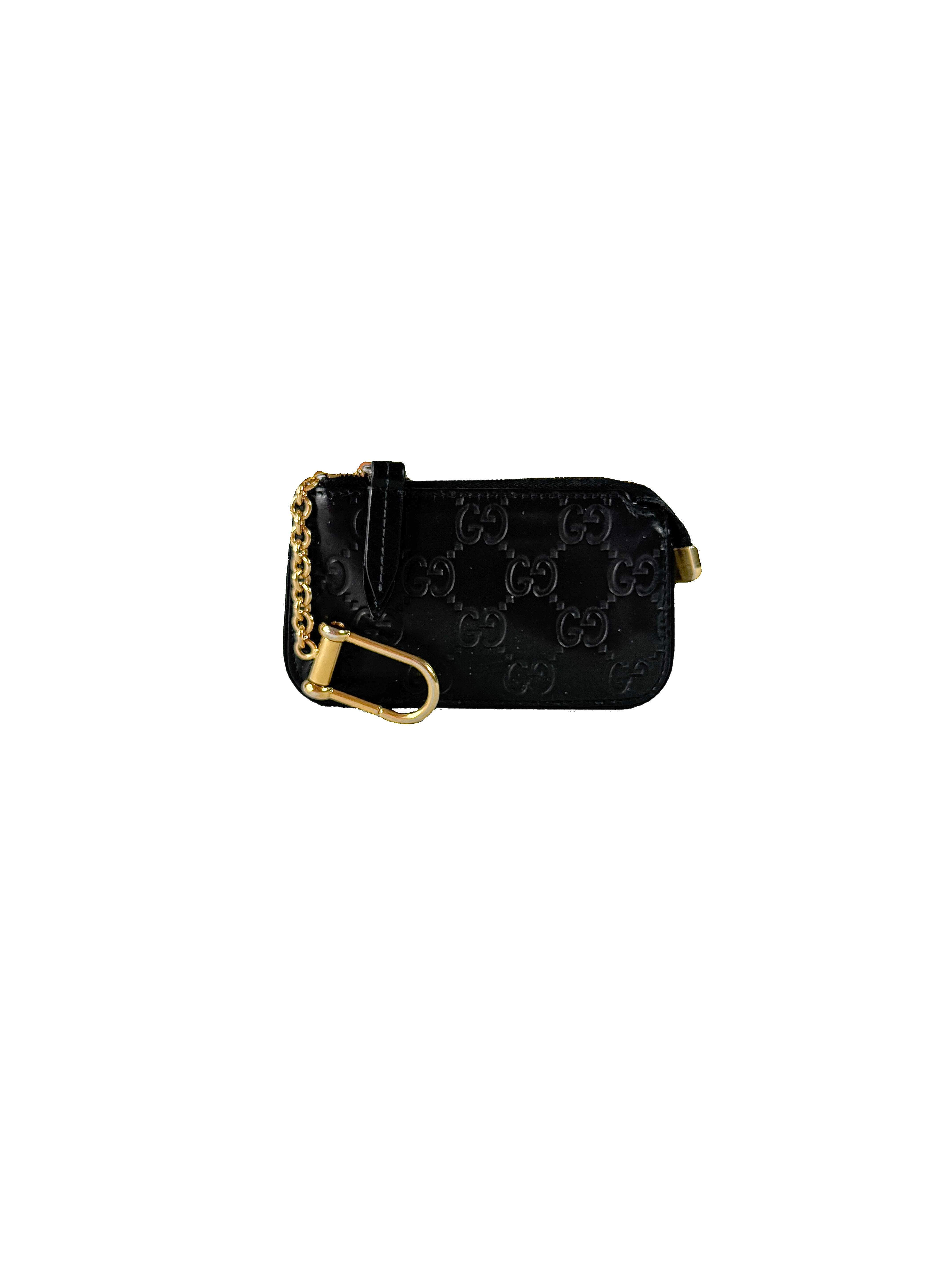 Gucci black leather GG key case 496334