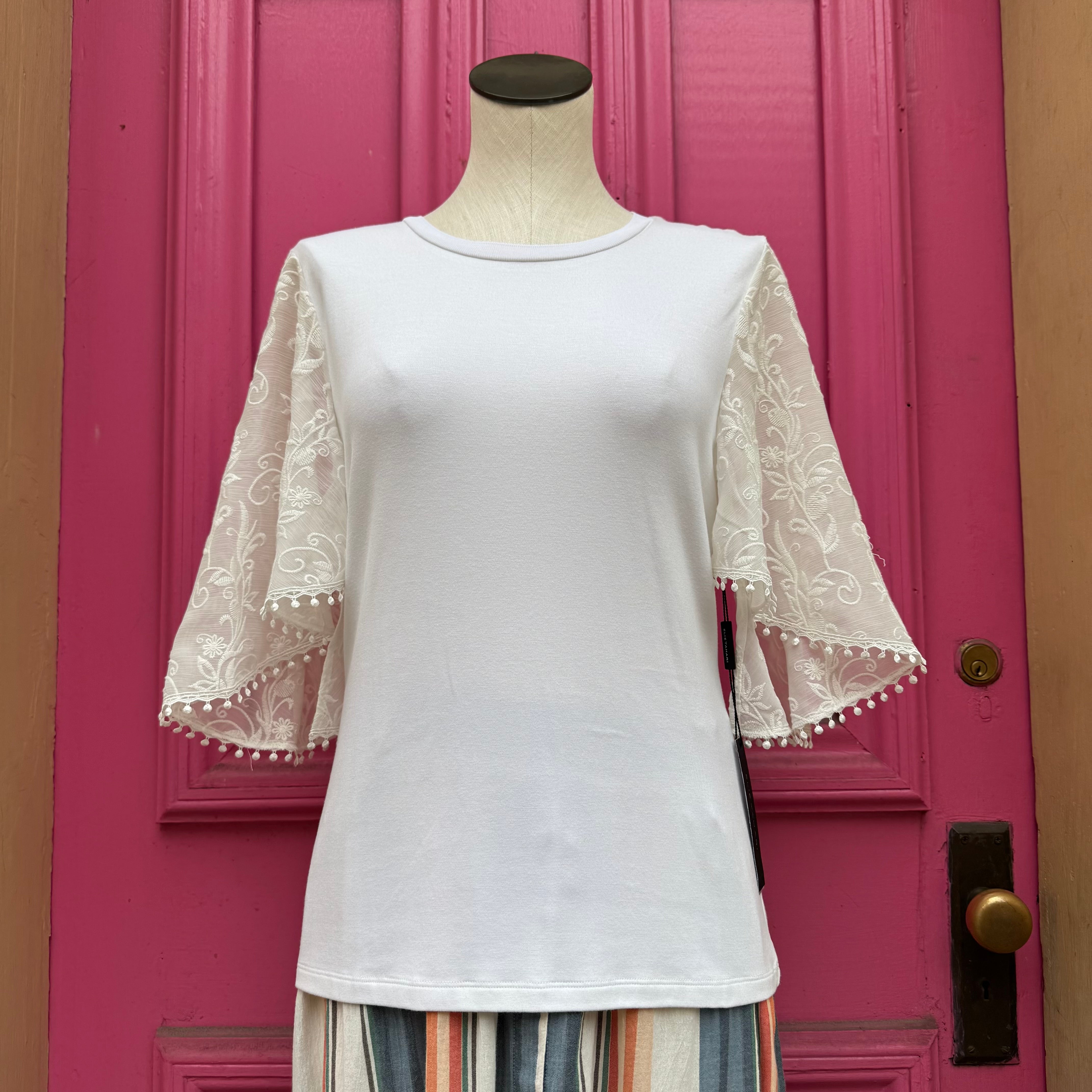 Elie Tahari white short sleeve top size M NWT