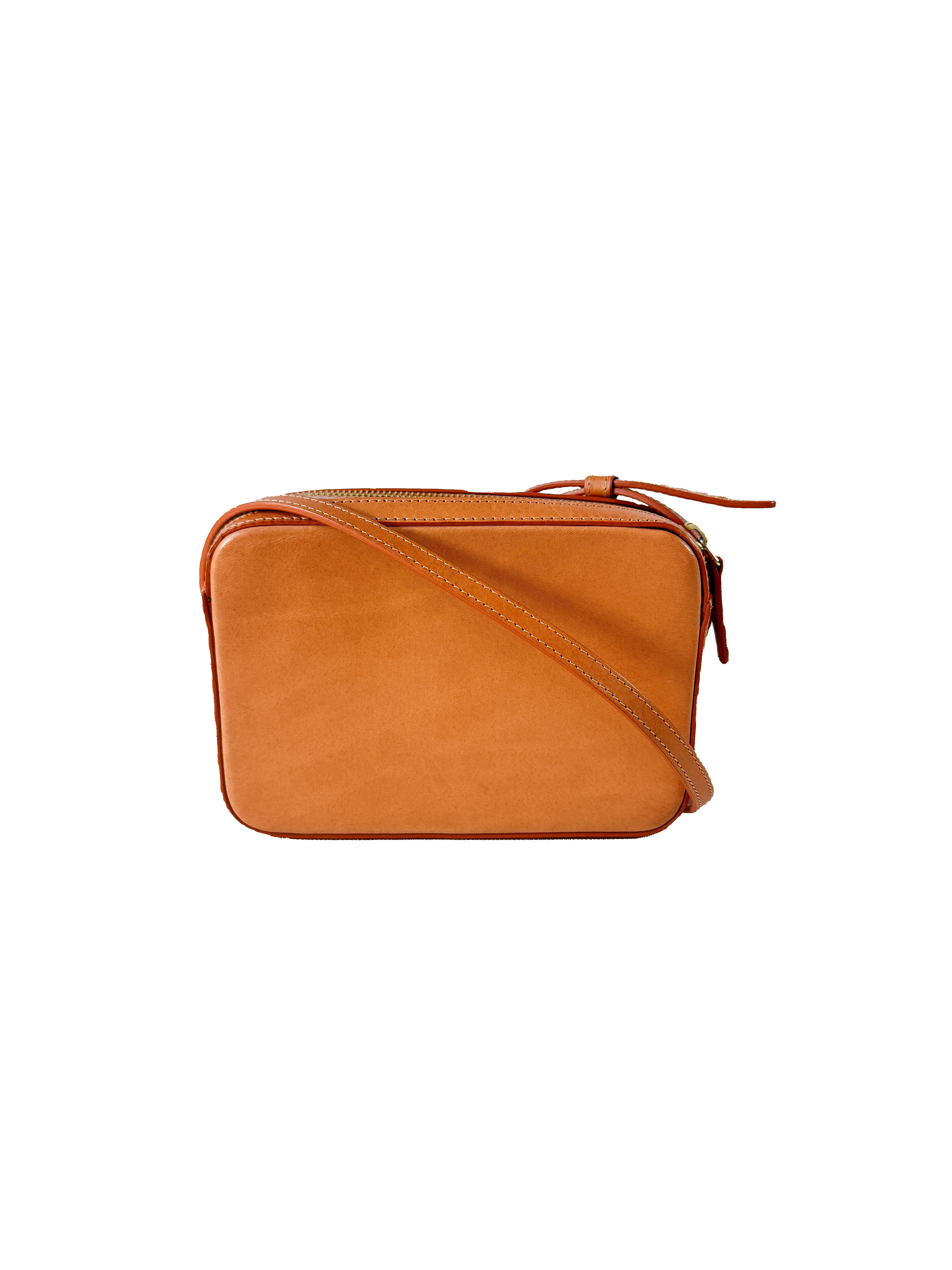 Mansur Gavriel brown leather double zip crossbody