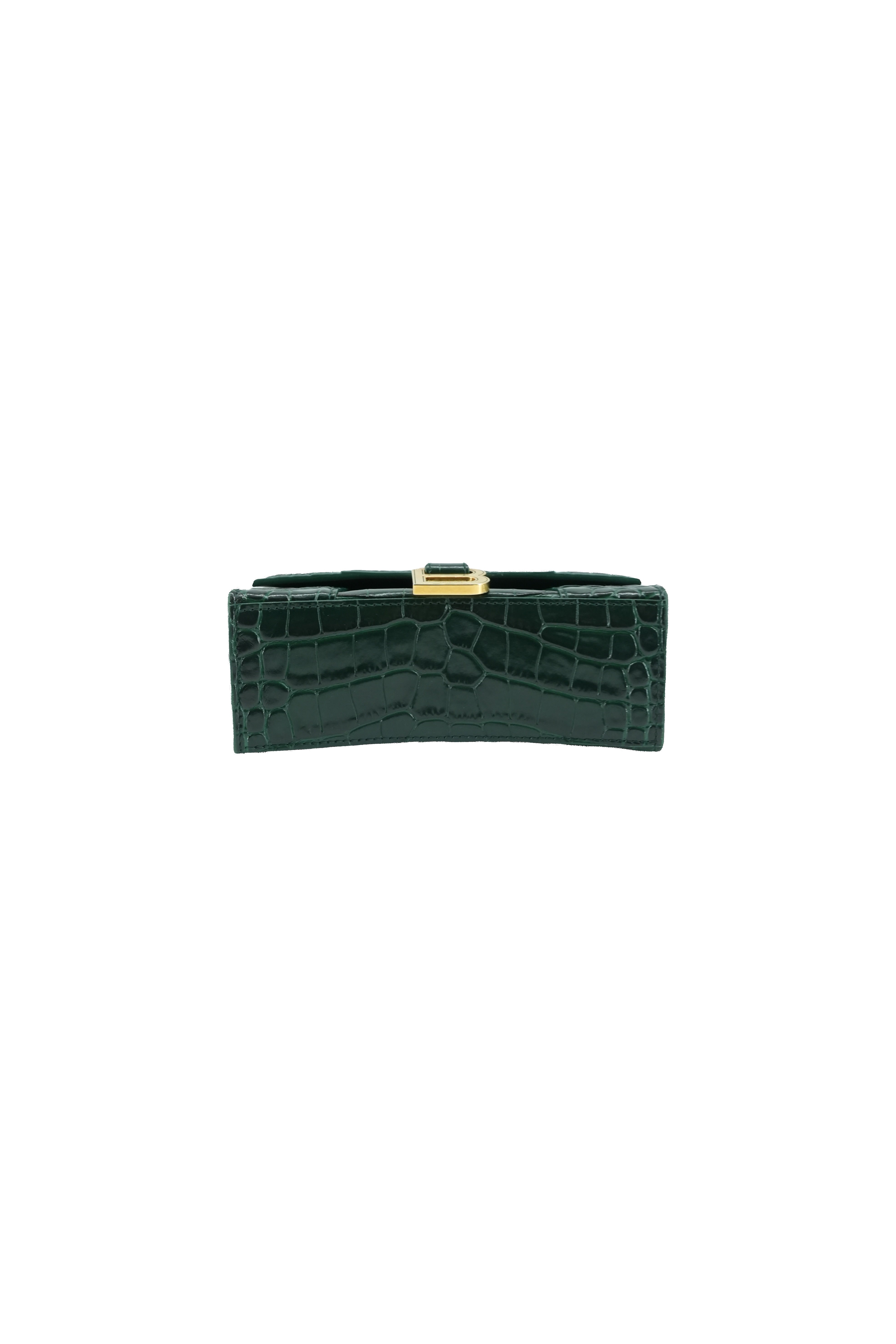 Balenciaga green croc embossed hourglass XS 493075