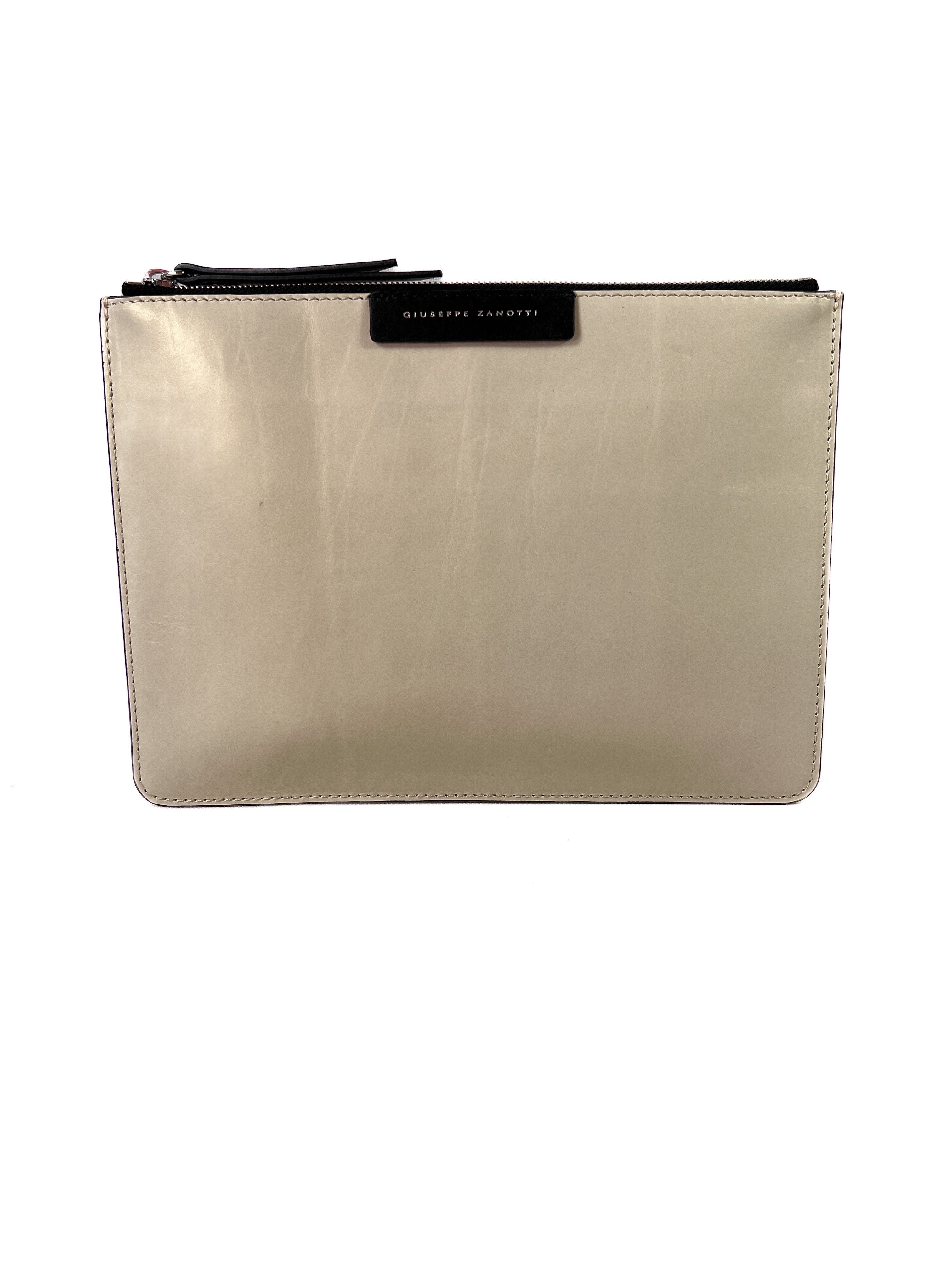 Giuseppe Zanotti pearl & black leather clutch