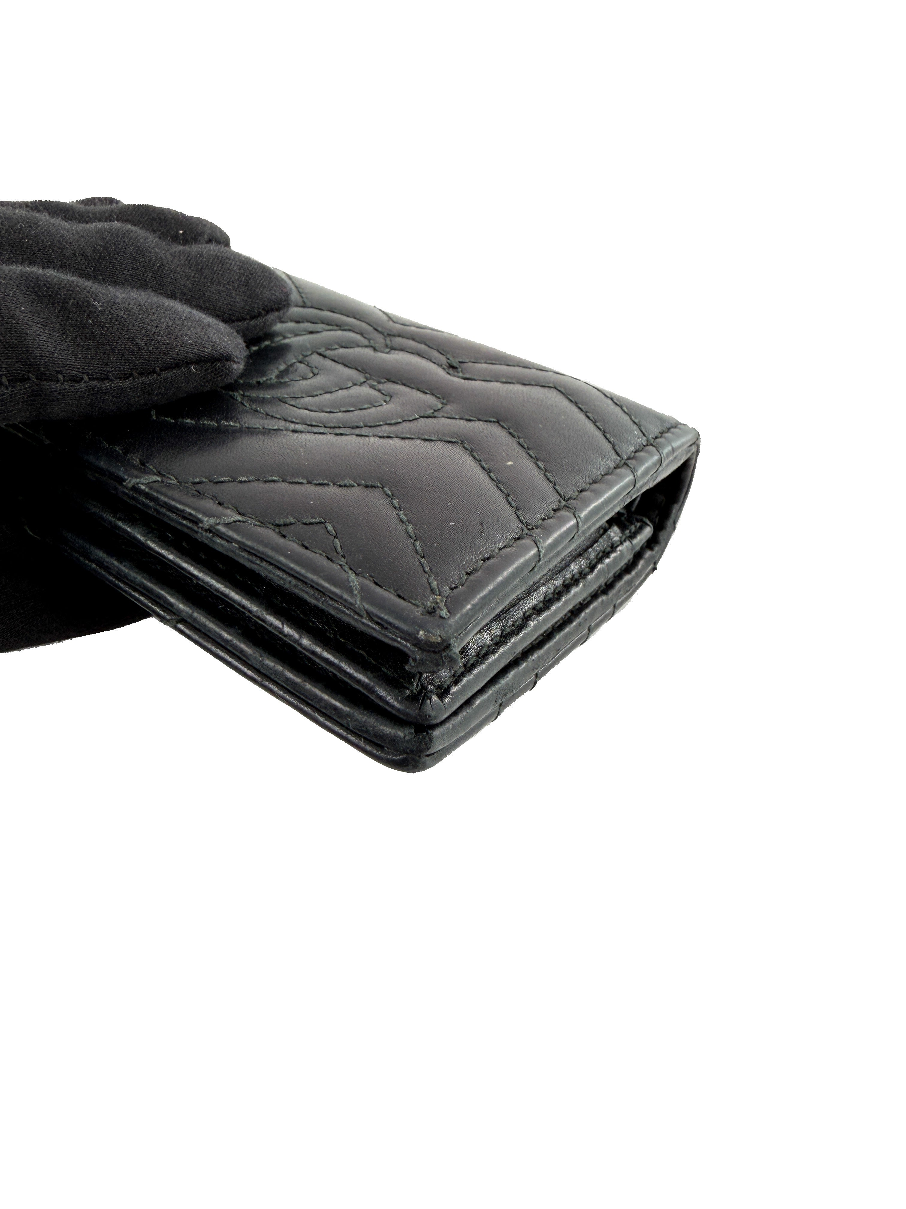 Gucci black leather Matelasse GG Marmont card case wallet 466492-0416