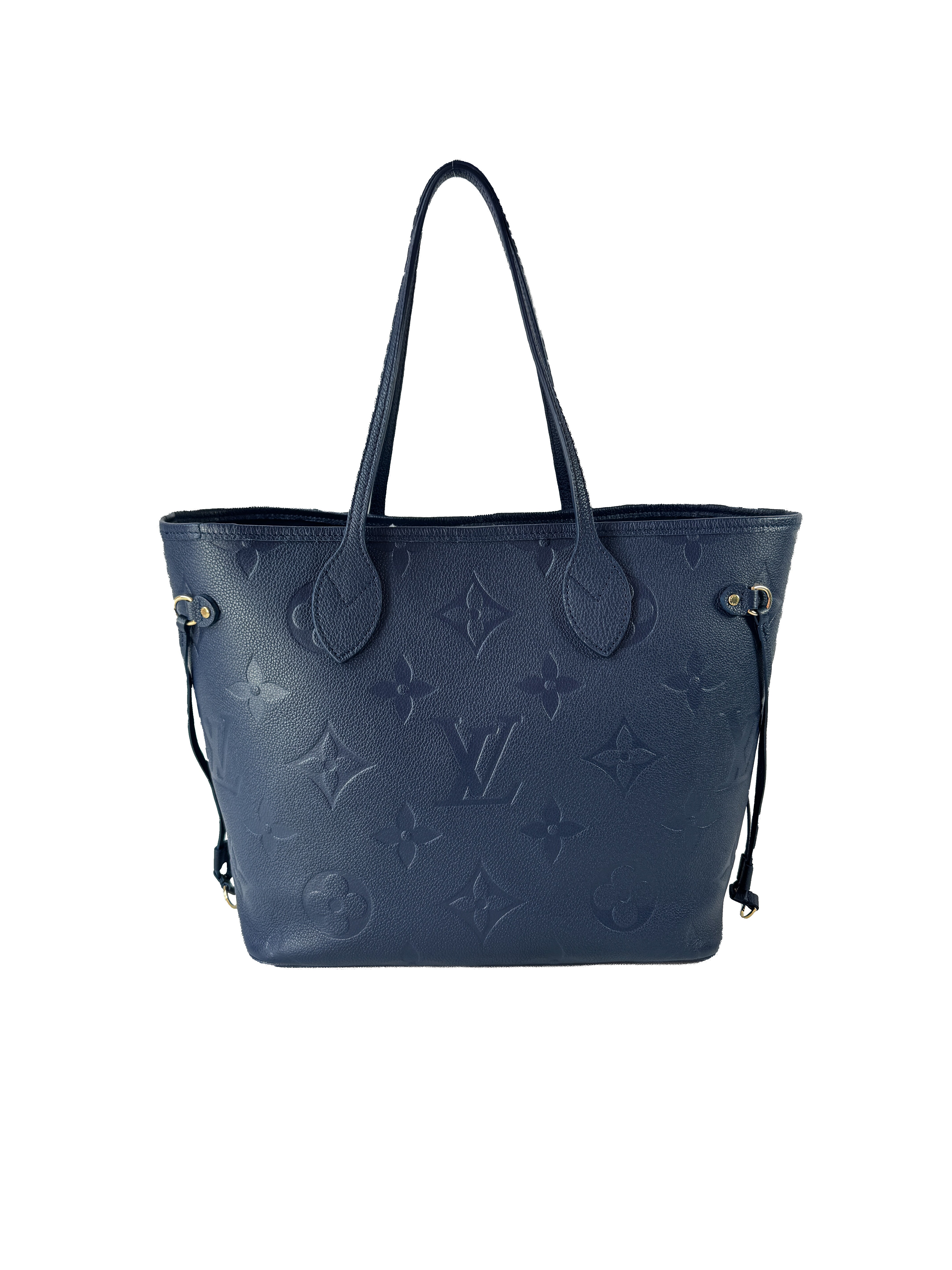 Louis Vuitton navy giant monogram empreinte Neverfull MM (NFC)