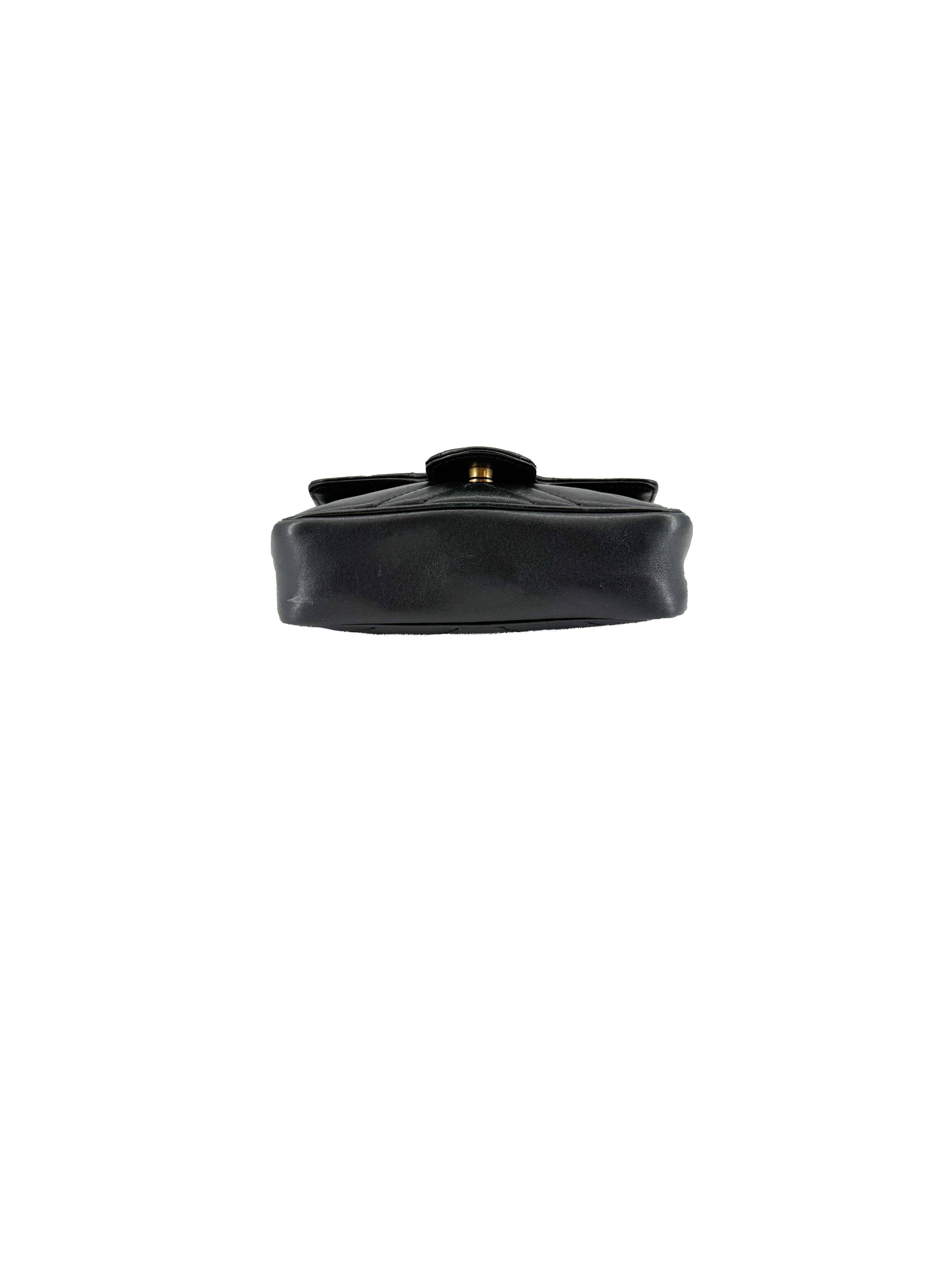 Gucci black mini Marmont flap shoulder bag 476433-0959-