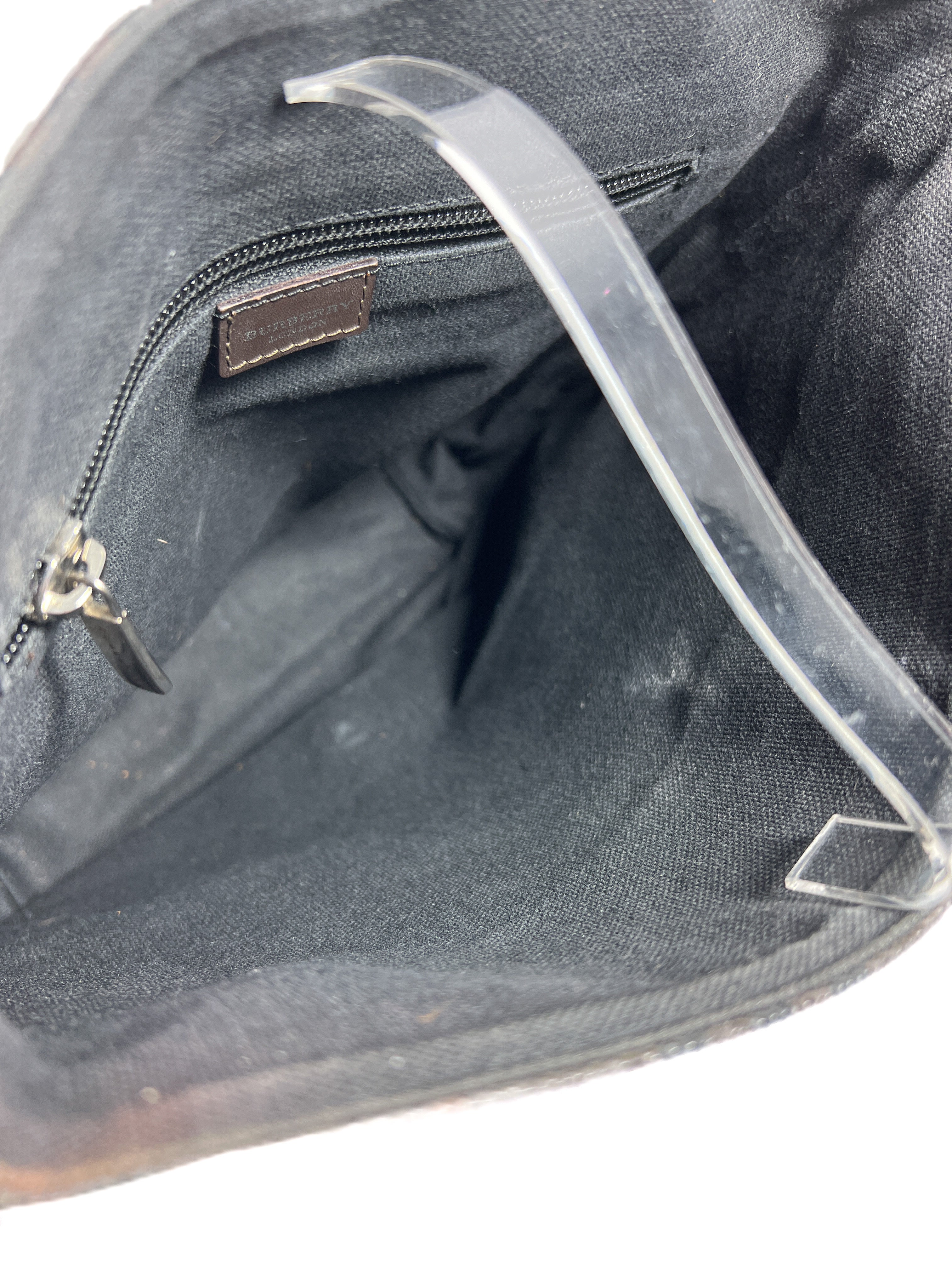 Burberry brown plaid coated canvas messenger bag