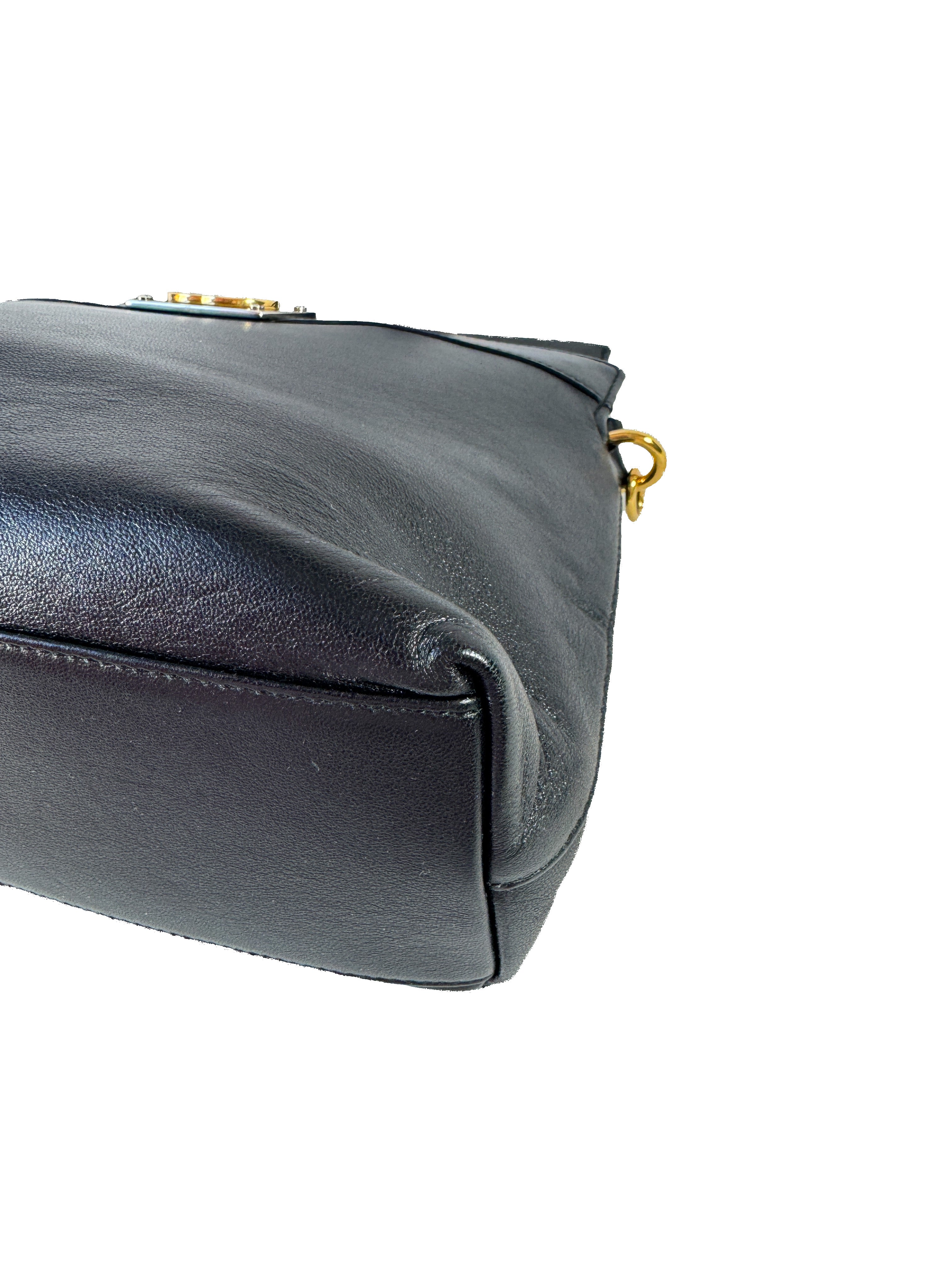 Gucci black lambskin small linea matisse top handle bag 631663520981