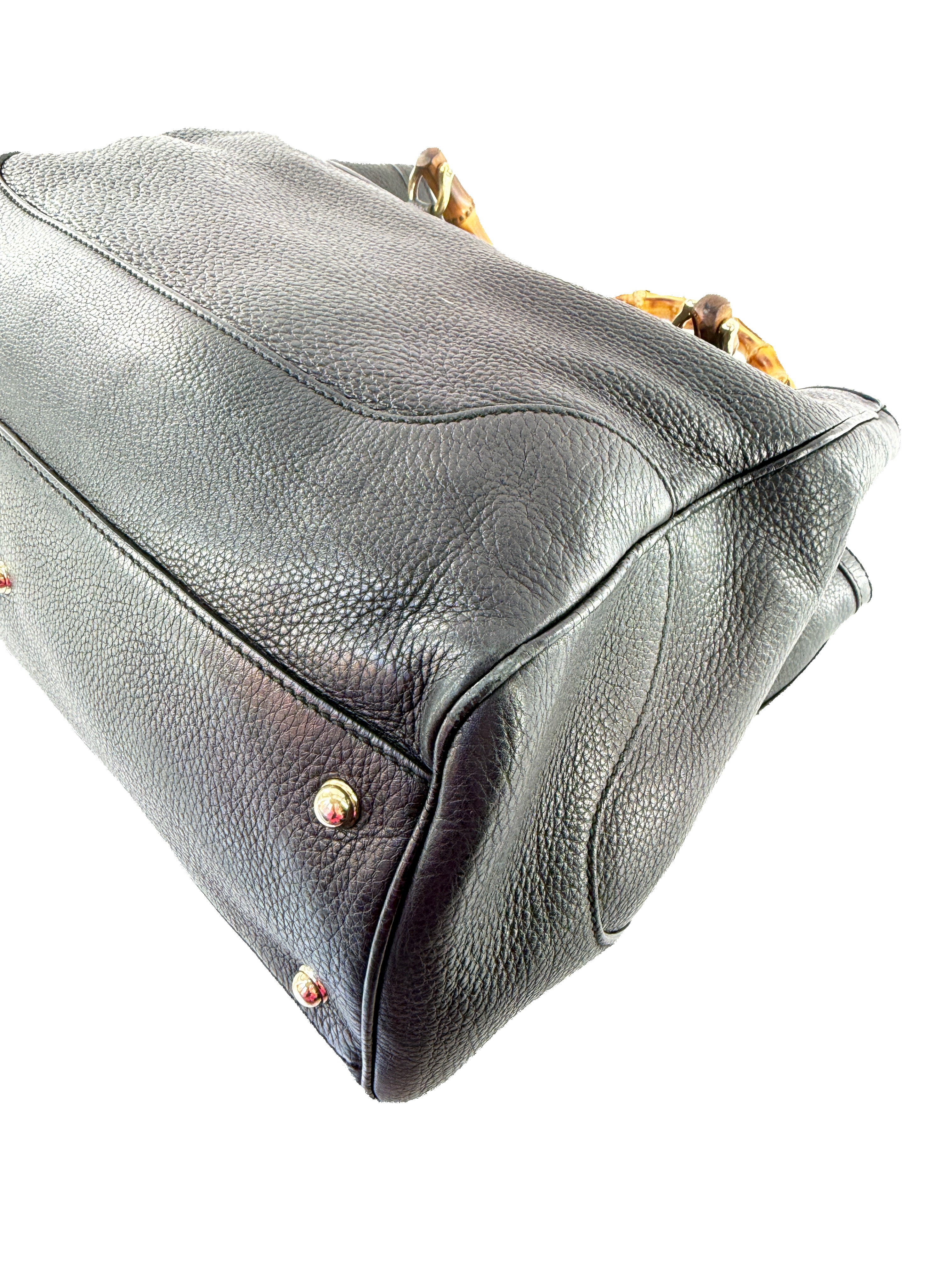 Gucci medium Diana black leather Bamboo tote 282317 203998