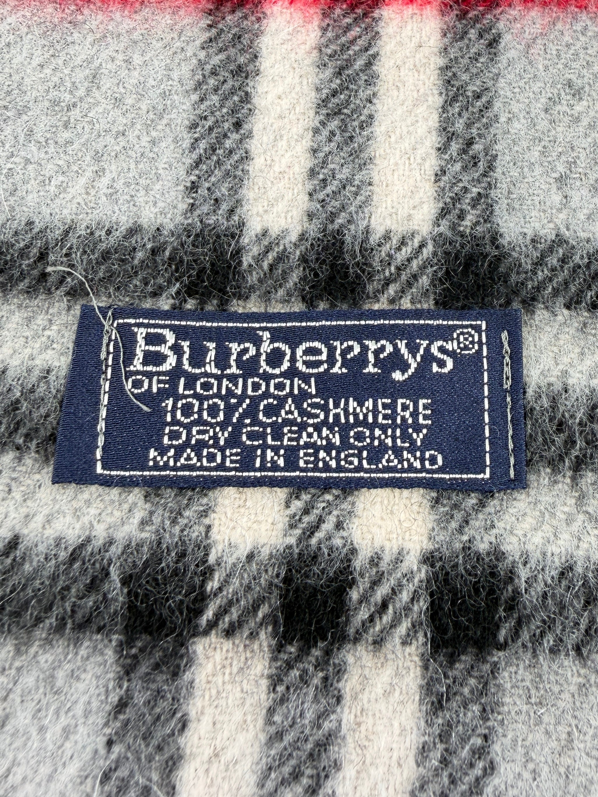 Burberry gray, red, black plaid vintage cashmere scarf