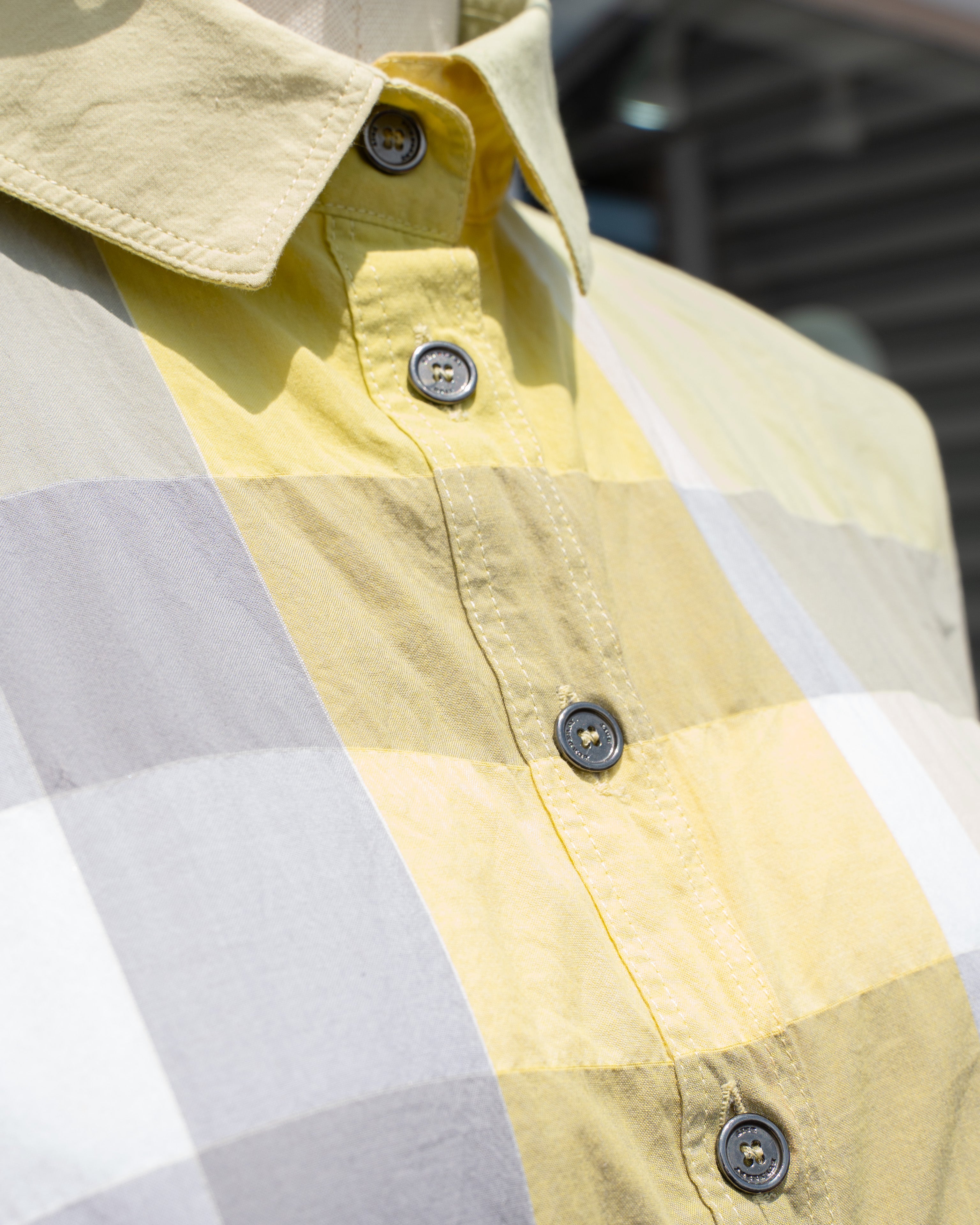 Burberry Brit yellow gray plaid HBU top size L