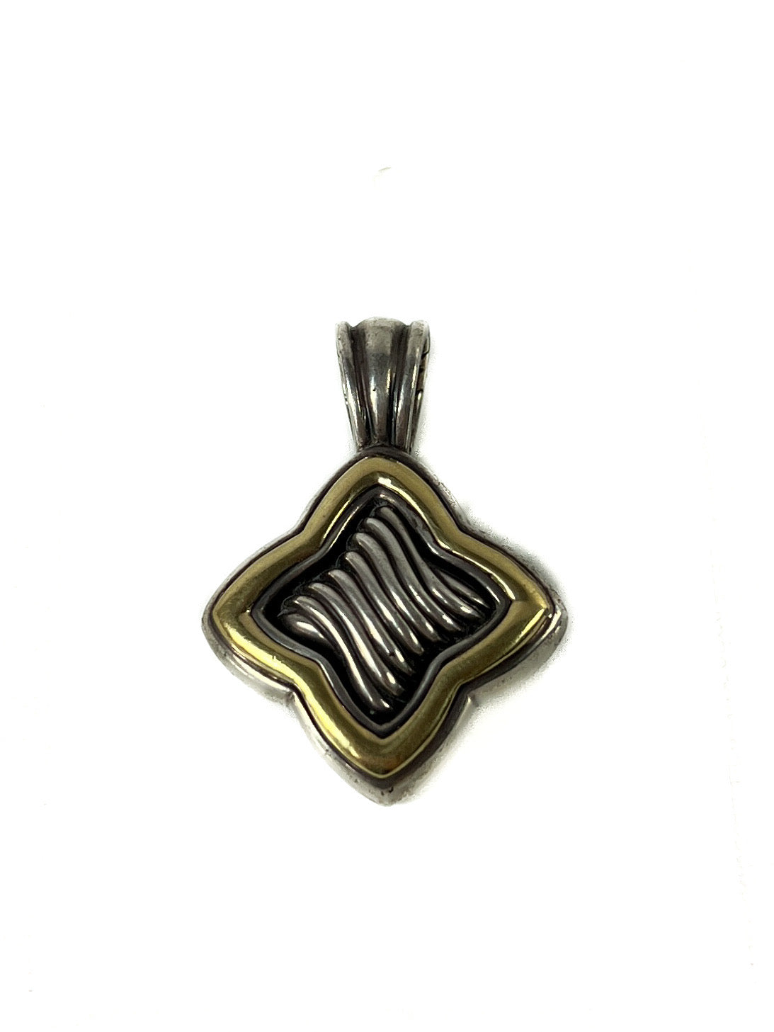 David Yurman sterling silver & gold quatrefoil enhancer pendant
