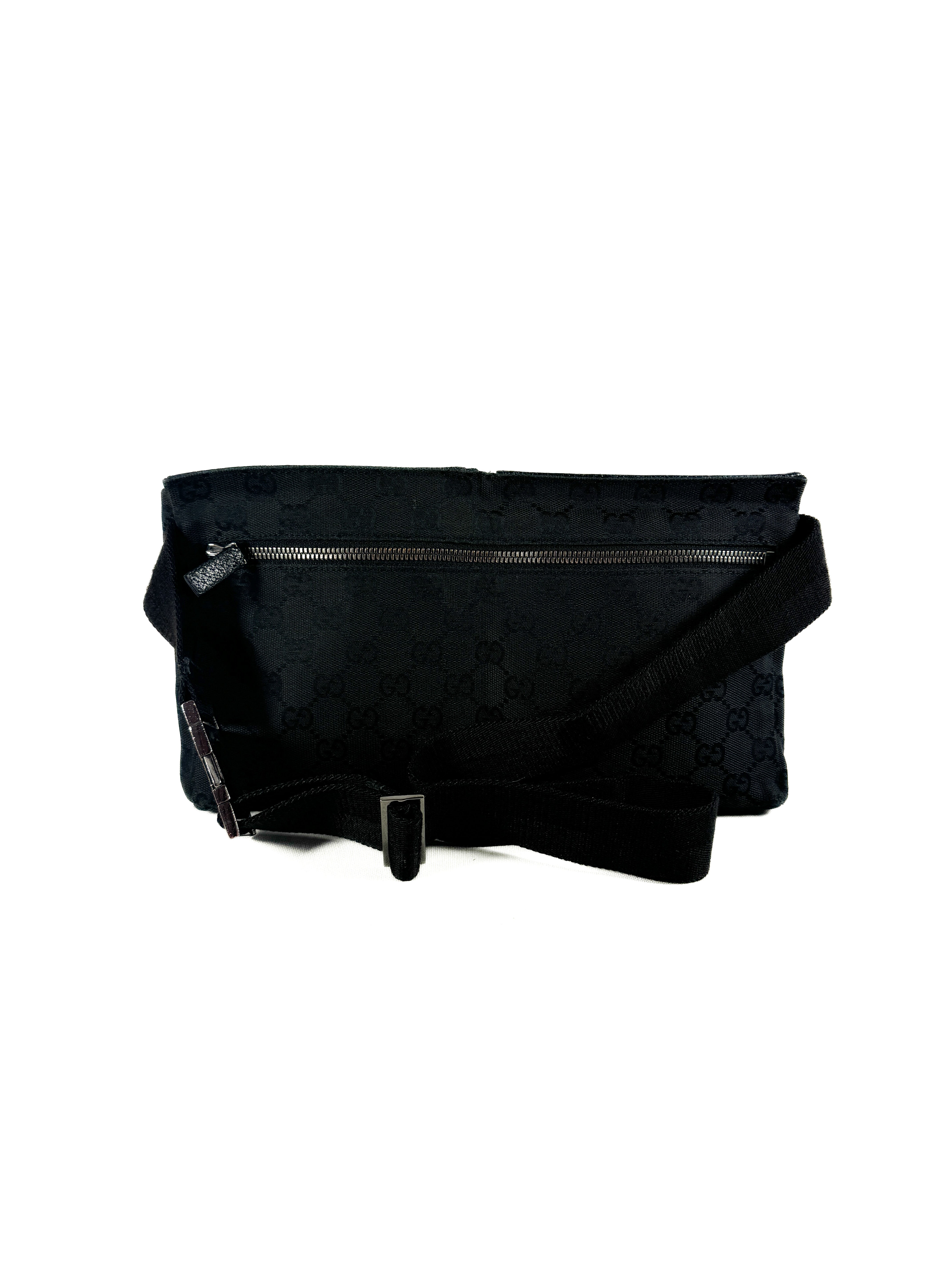 Gucci black signature vintage belt bag