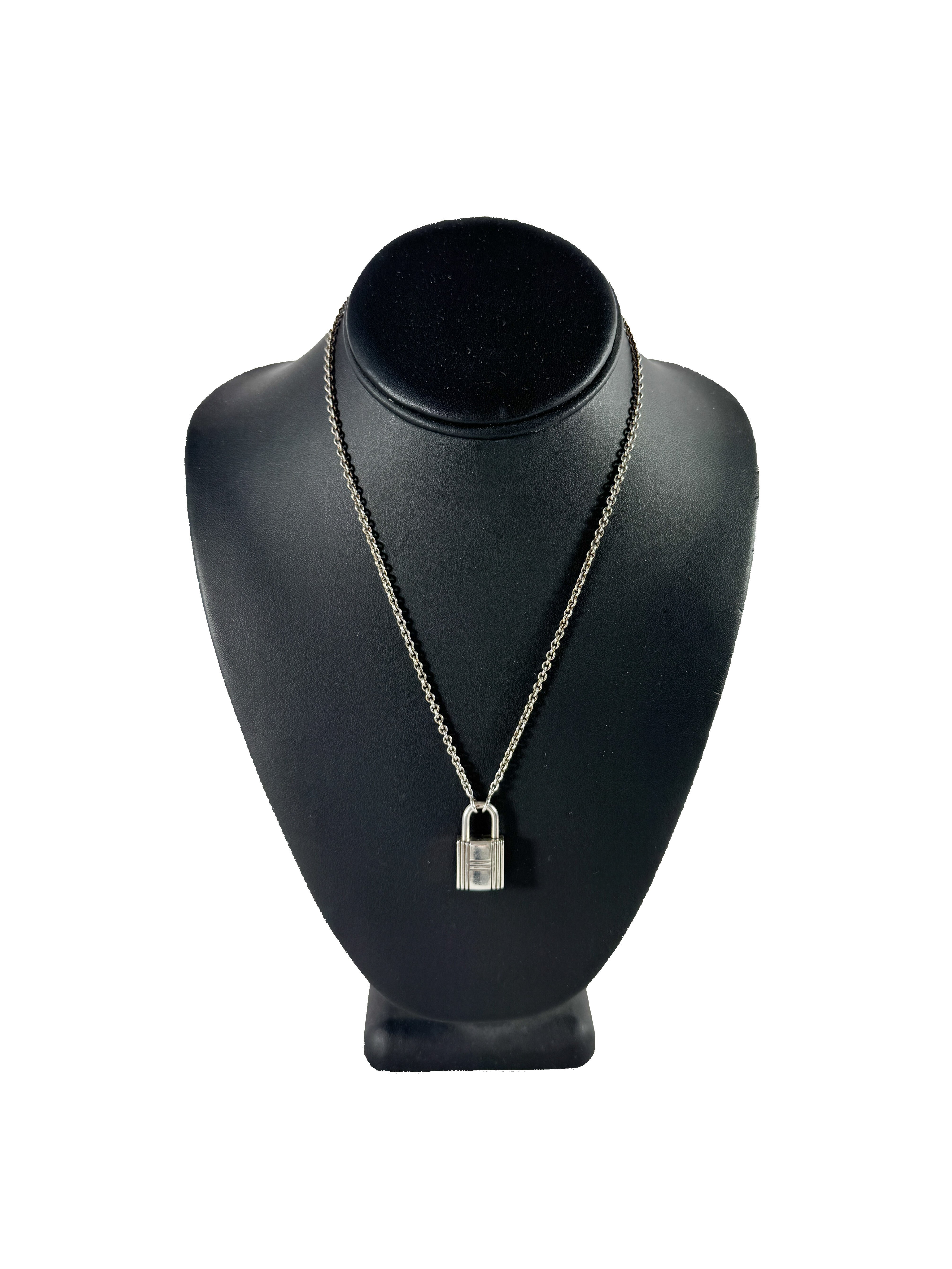 Hermès sterling silver Kelly cadena lock necklace BOX