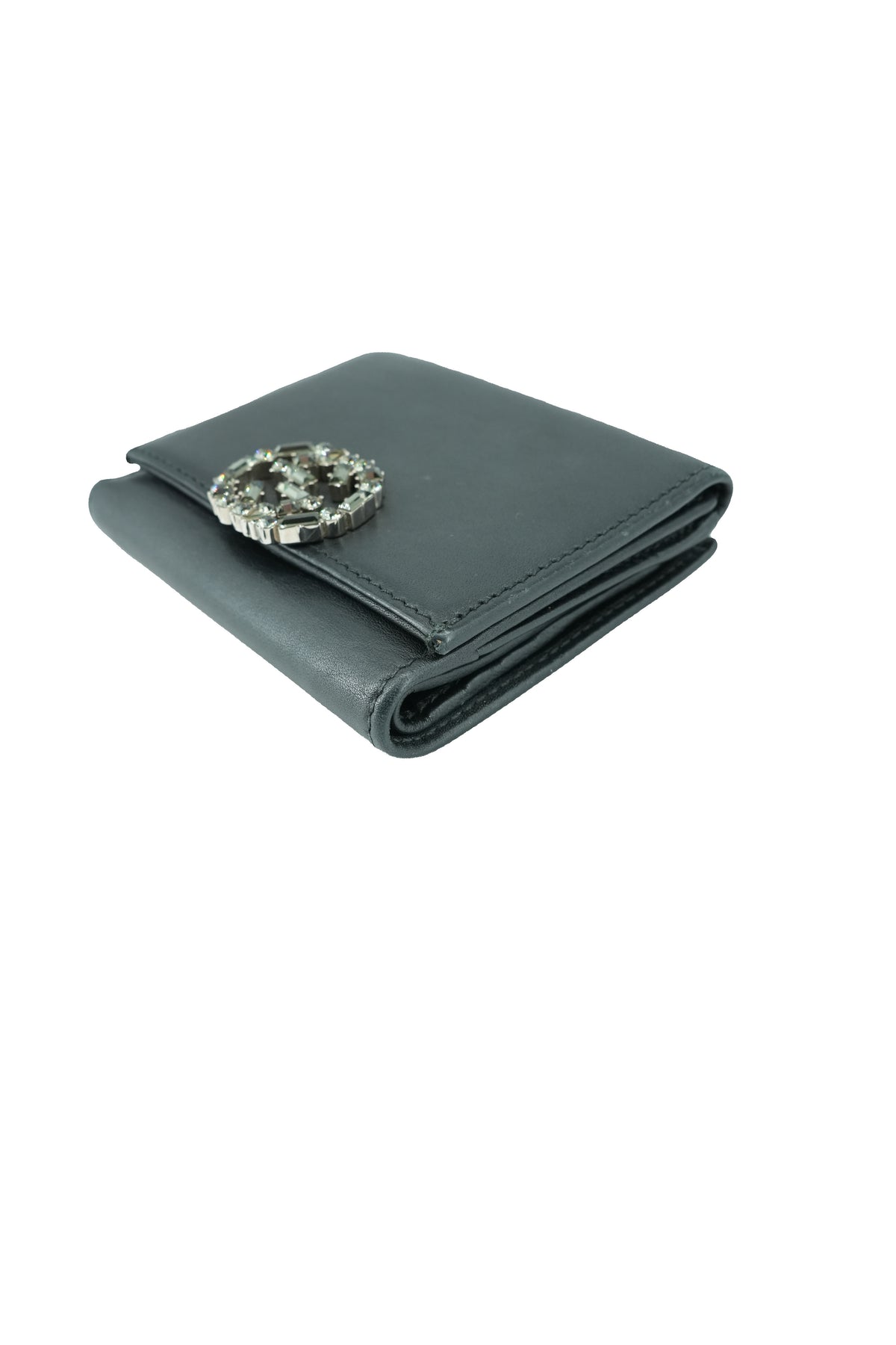 Gucci black sparkling mini french flap wallet 496085