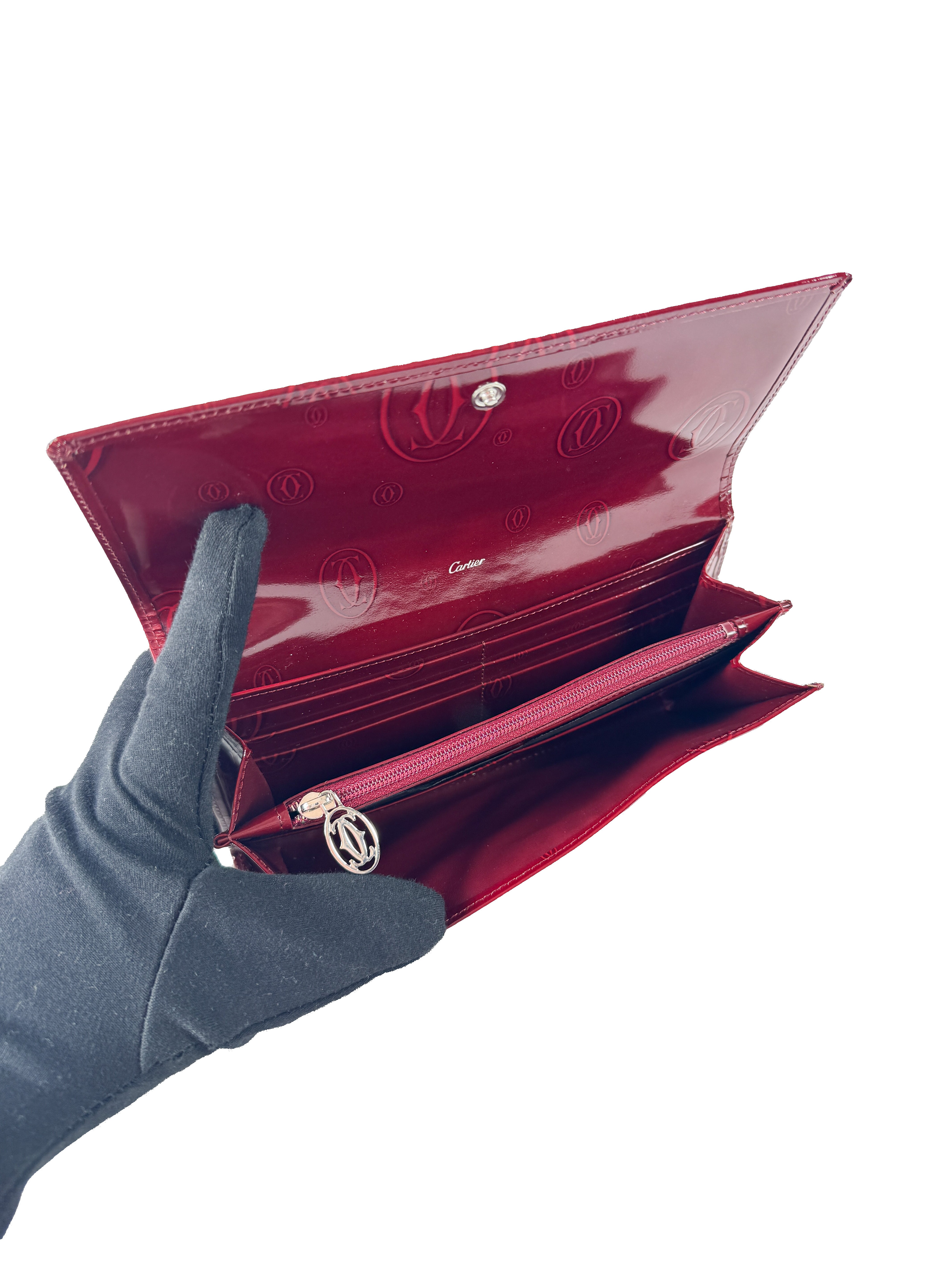 Cartier red patent leather Happy Birthday wallet FCWE