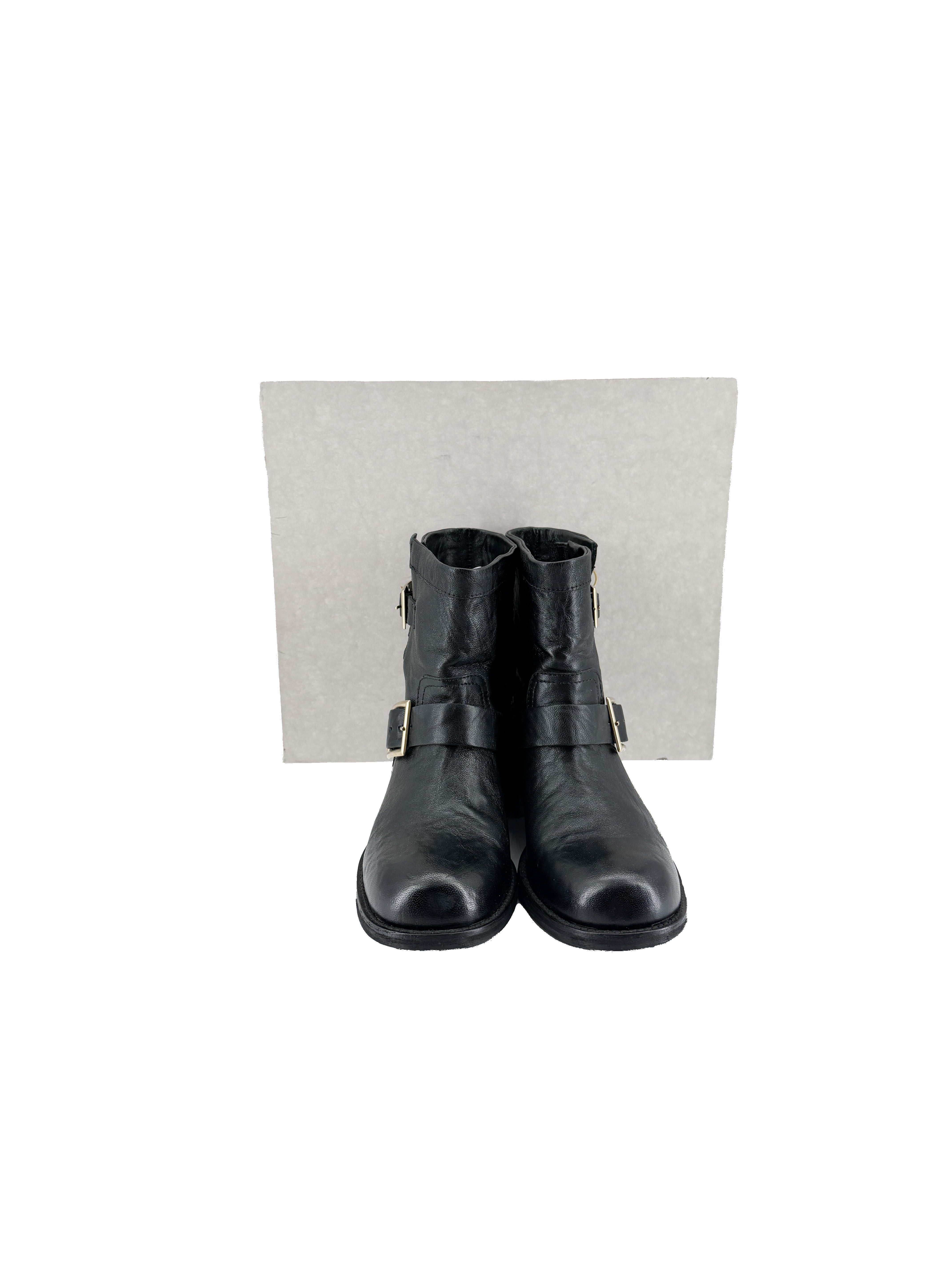 Jimmy Choo black leather boots size 37.5