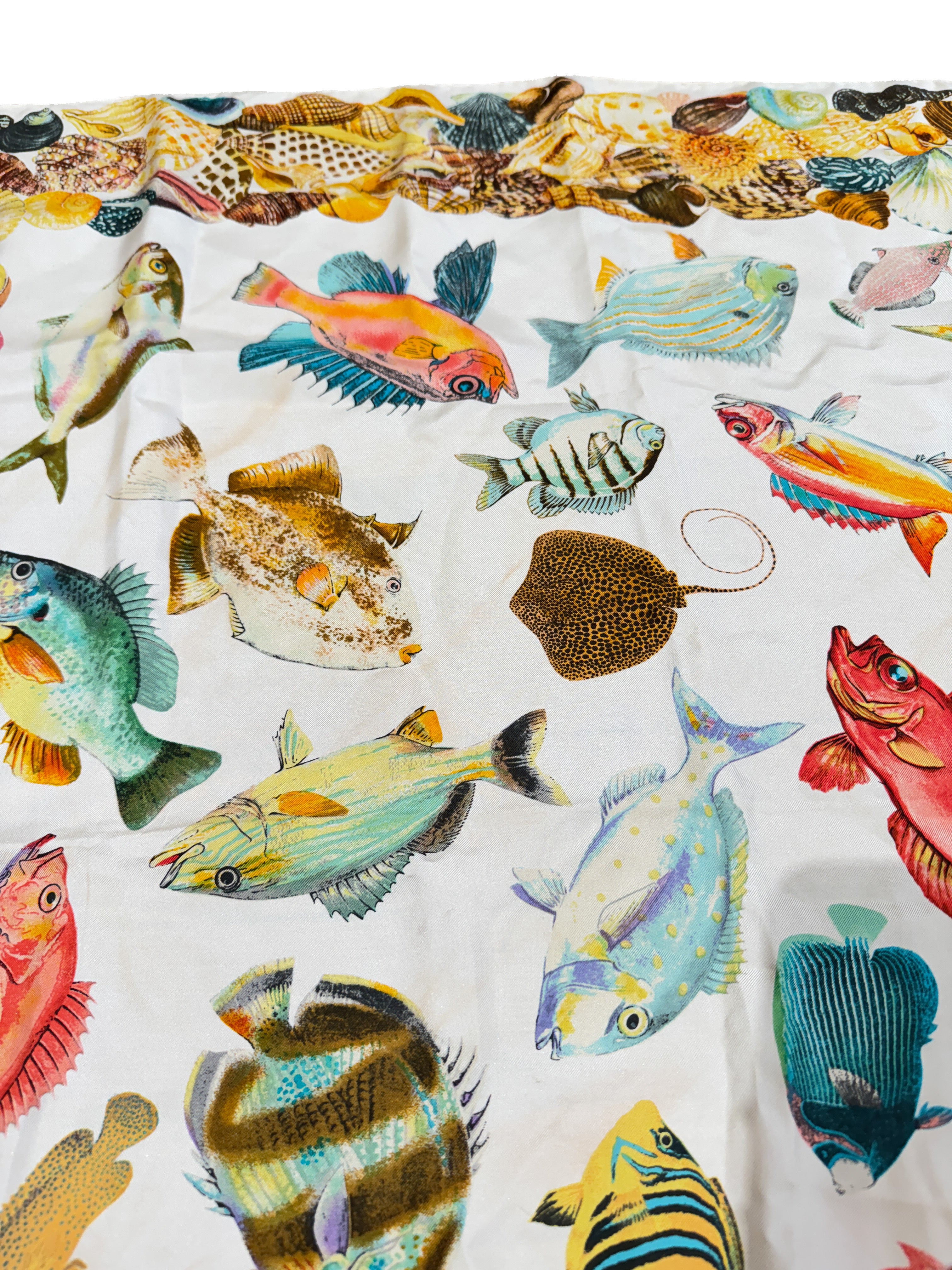 Gucci vintage sea print silk scarf