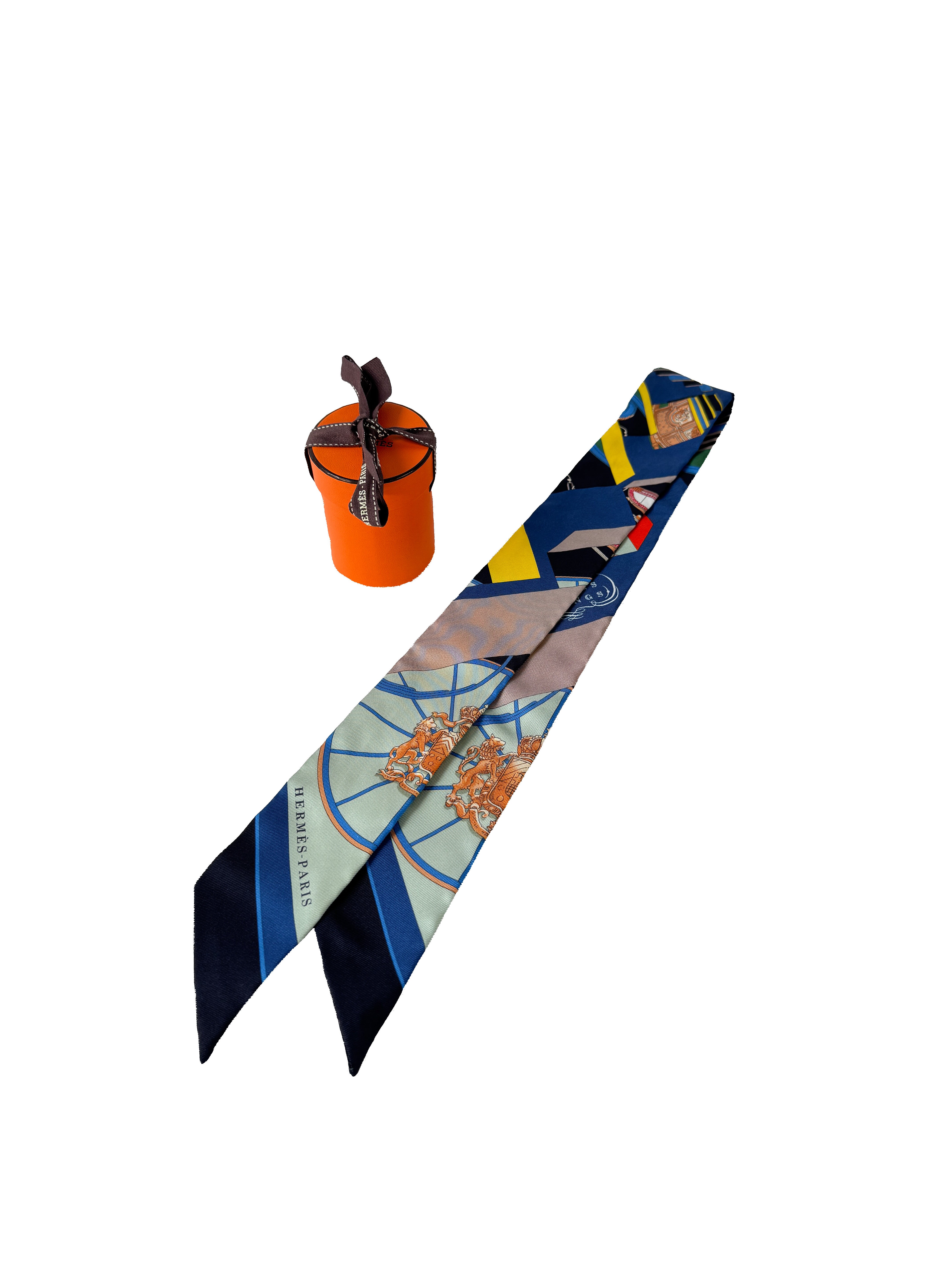 Hermès navy multicolor Springs Springs twilly BOX