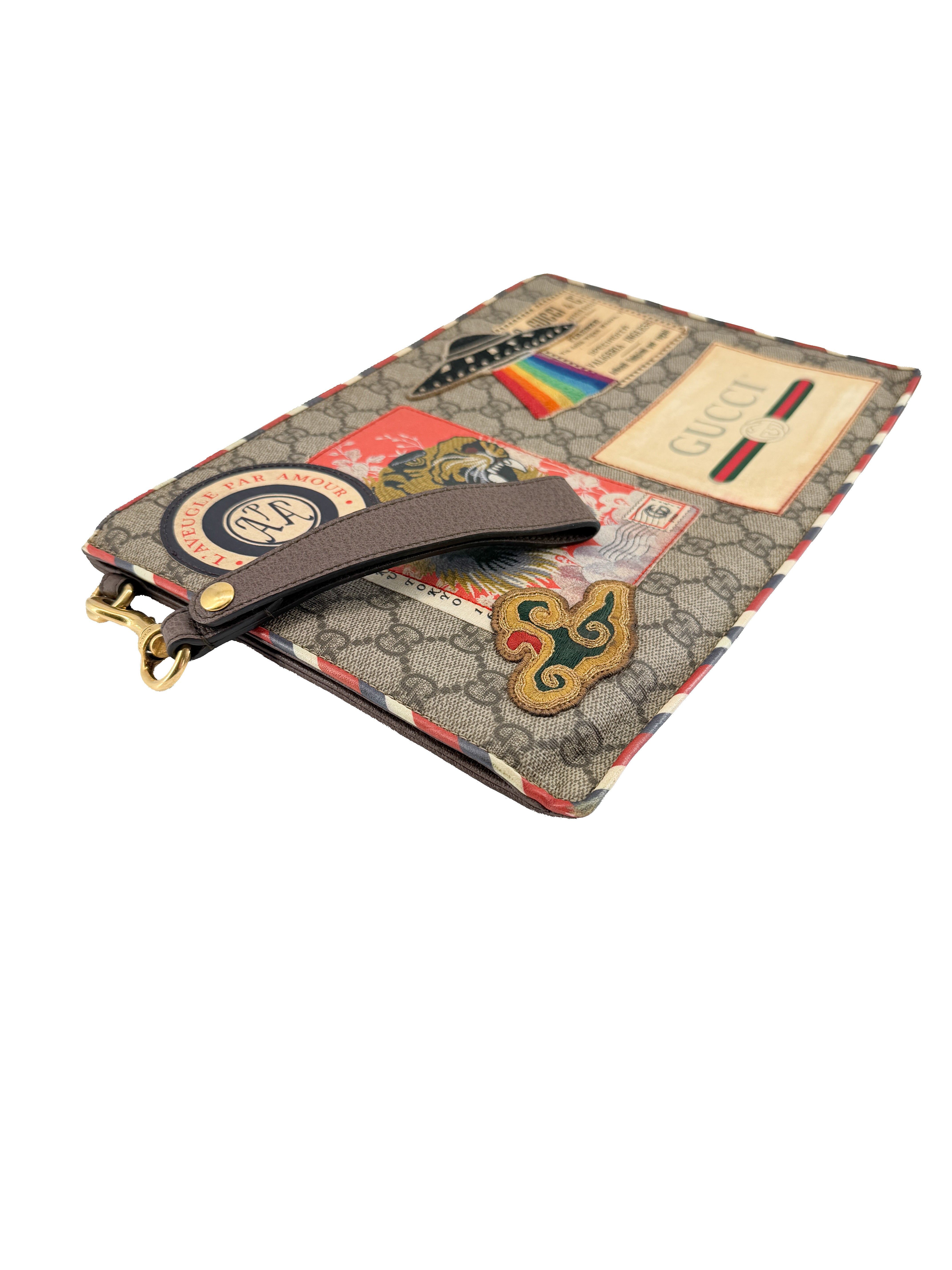 Gucci Courrier GG Supreme UFO Pouch Wristlet 473915-496334