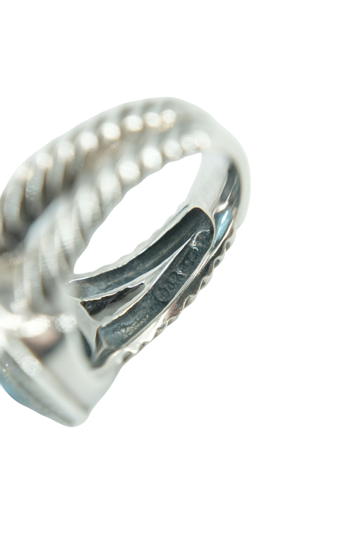 David Yurman sterling silver, blue topaz, diamond Albion ring