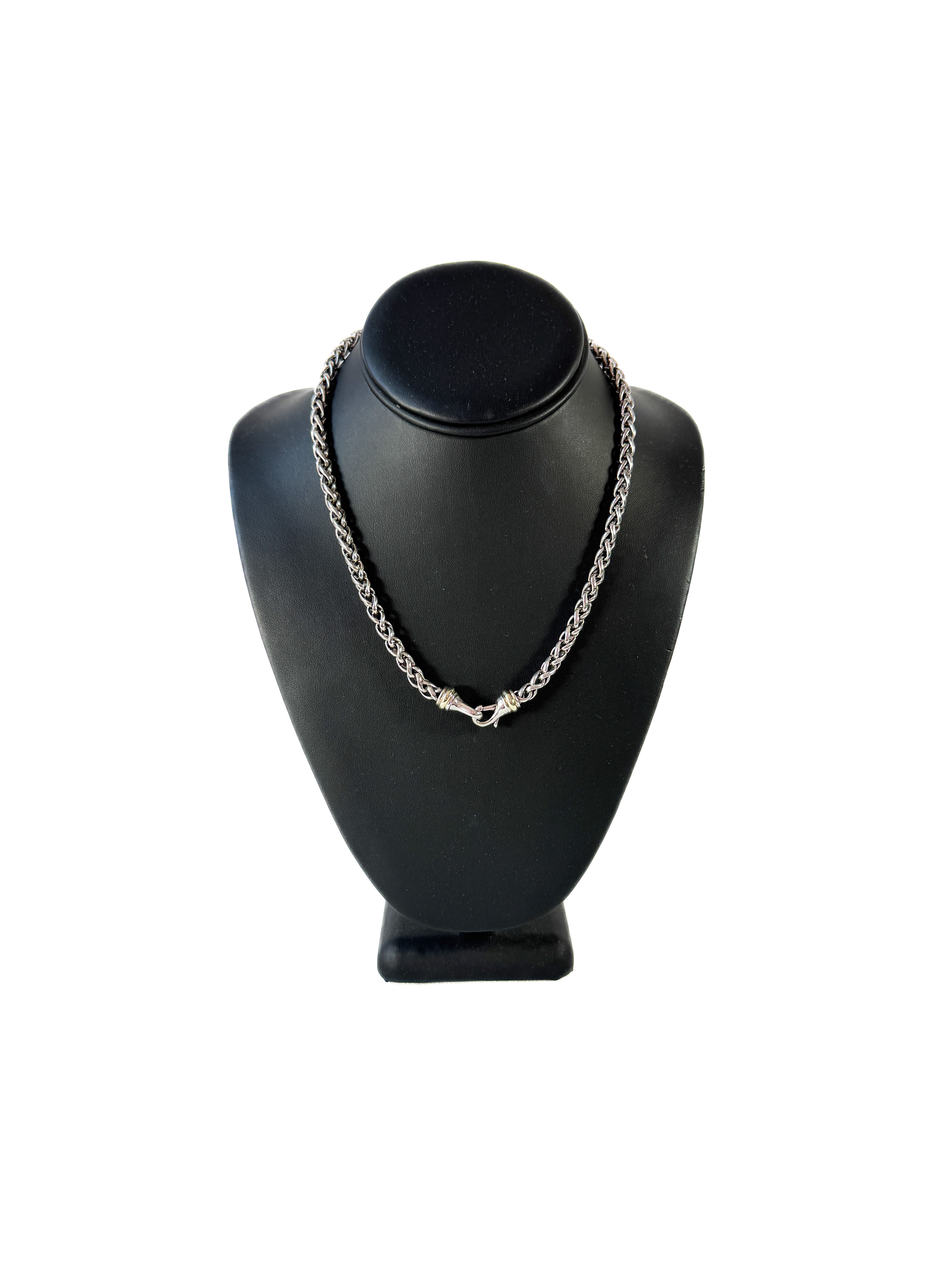 David Yurman sterling silver 18k gold wheat chain necklace