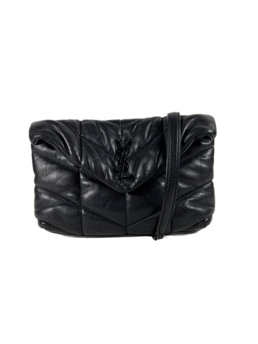 Saint Laurent black mini Lou puffer bag