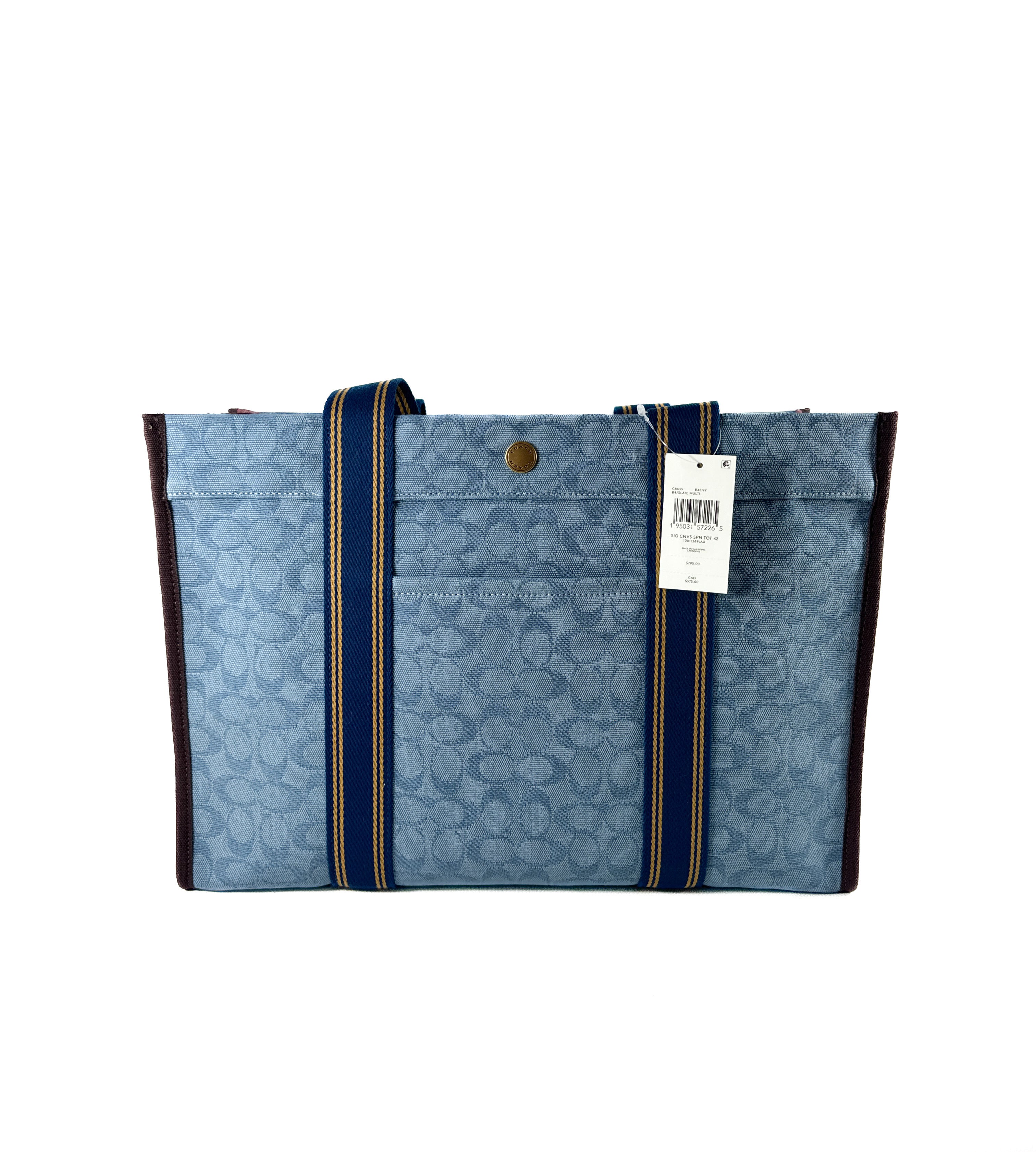 Coach denim blue canvas Spin tote 42 NWT