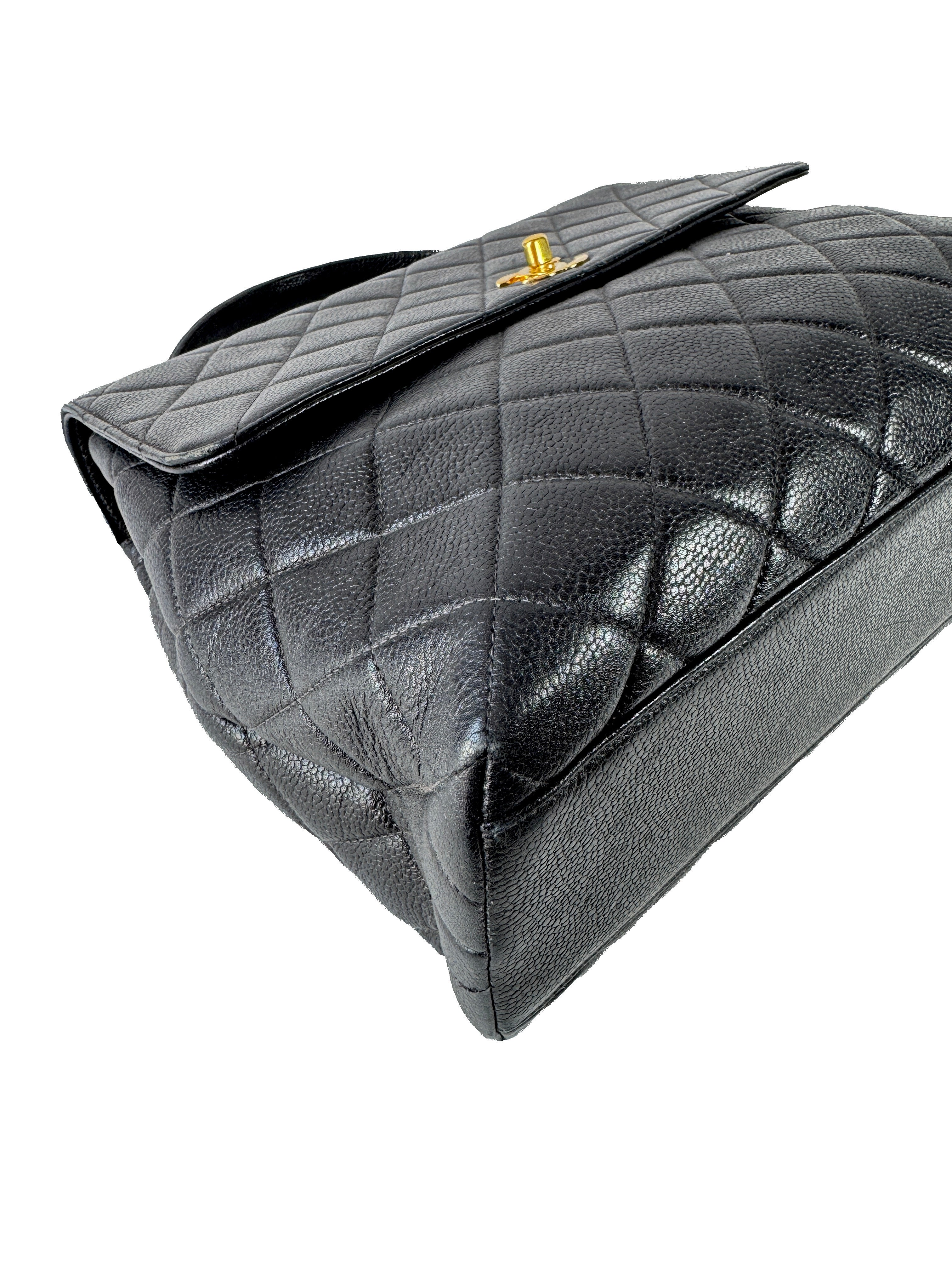 Chanel Caviar Quilted Jumbo Kelly Flap Black 4367160