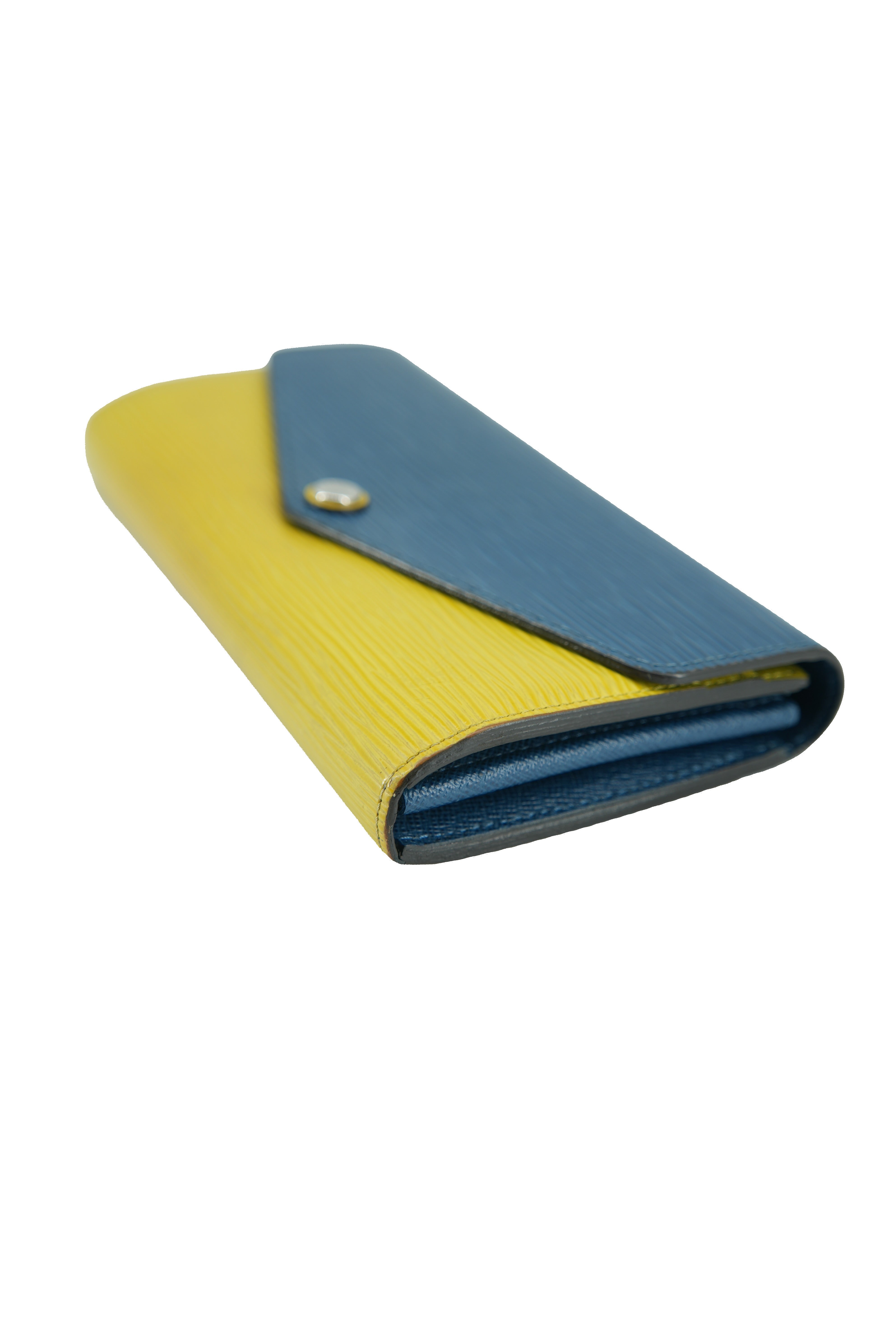 Louis Vuitton epi leather yellow blue Sarah wallet (no datecode)